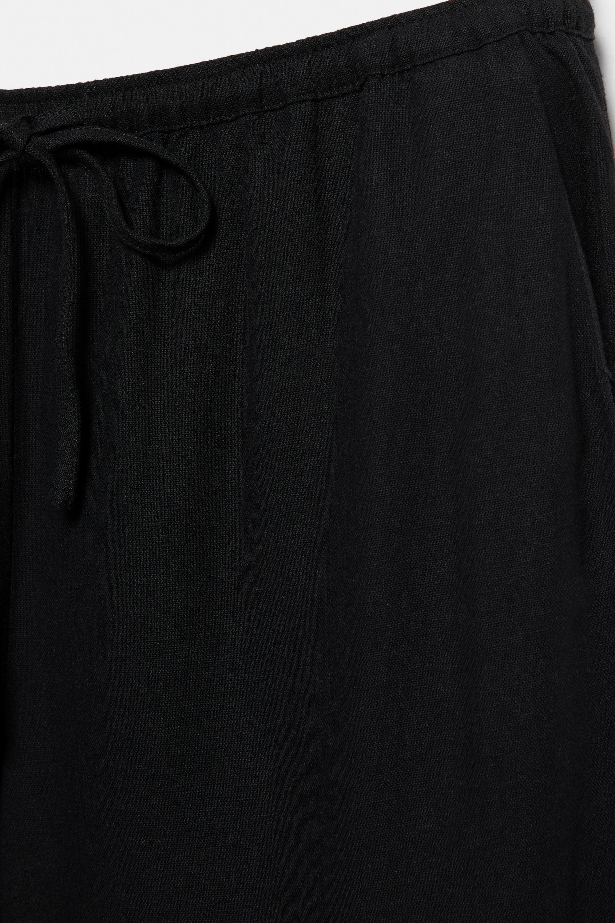 Flowy trousers with linen — Black