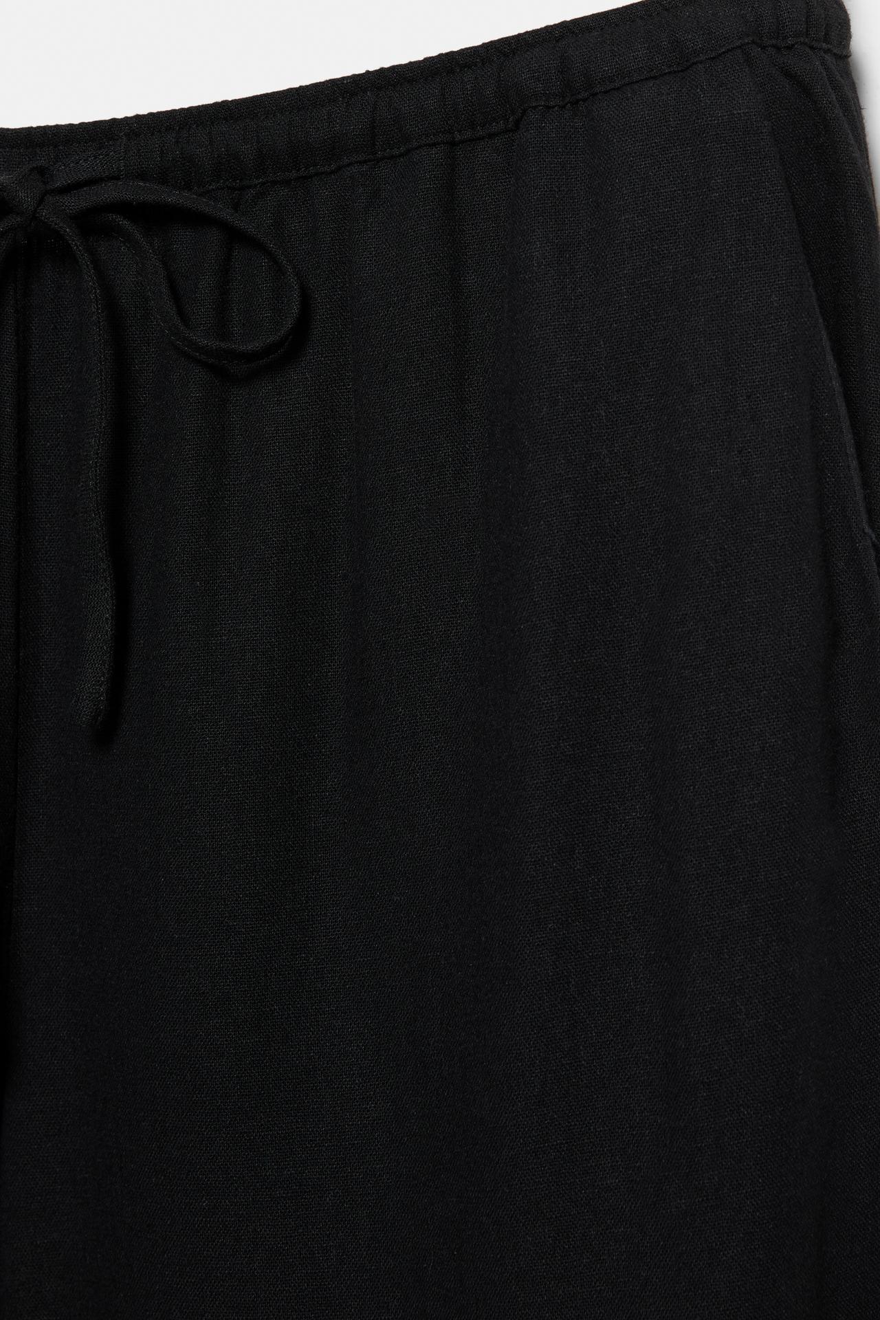 Flowy trousers with linen — Black