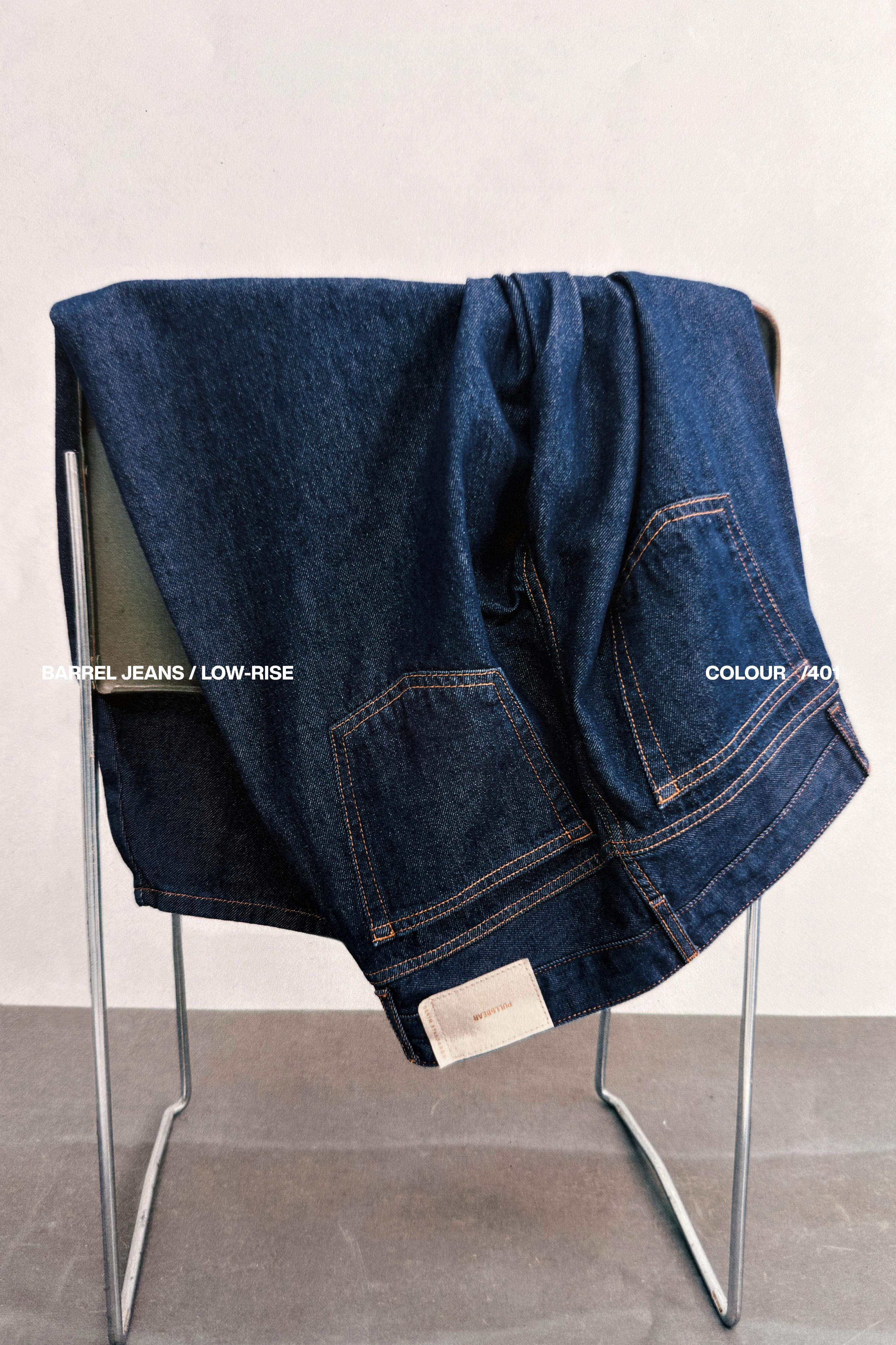 Low-rise barrel jeans — Navy