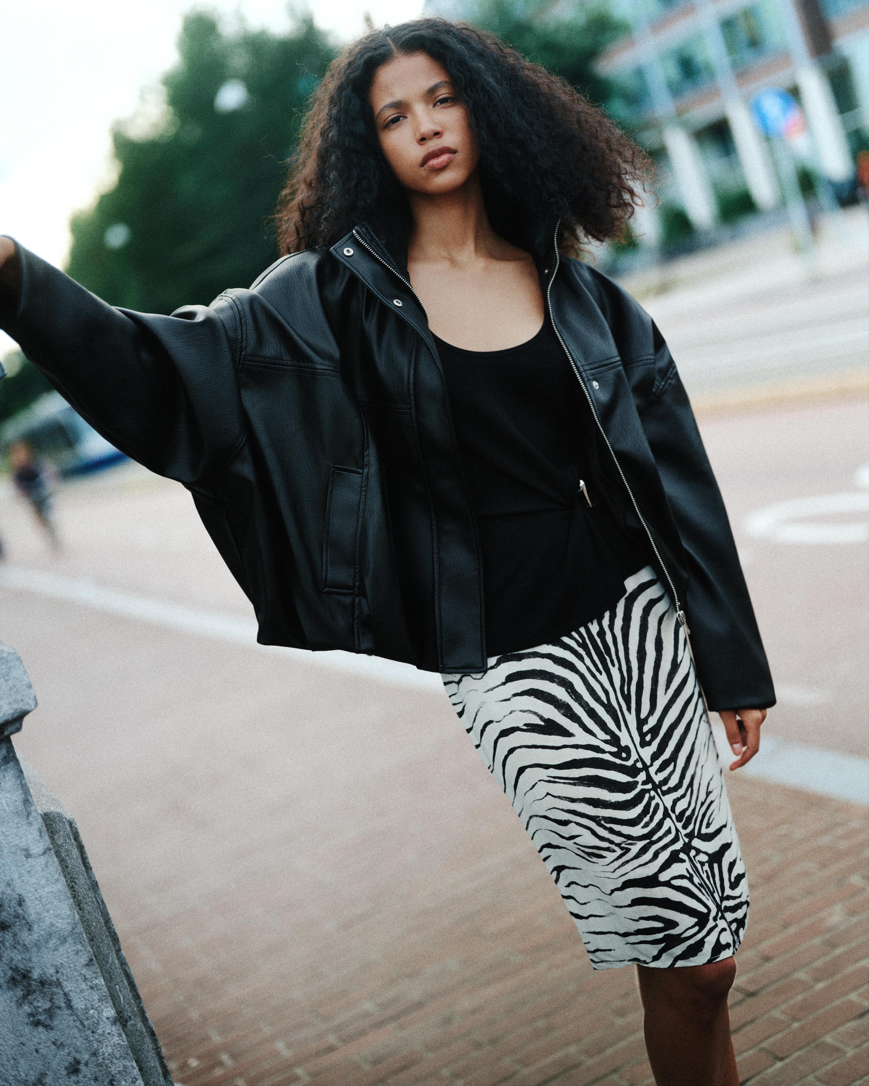 Zebra print midi skirt — Ice