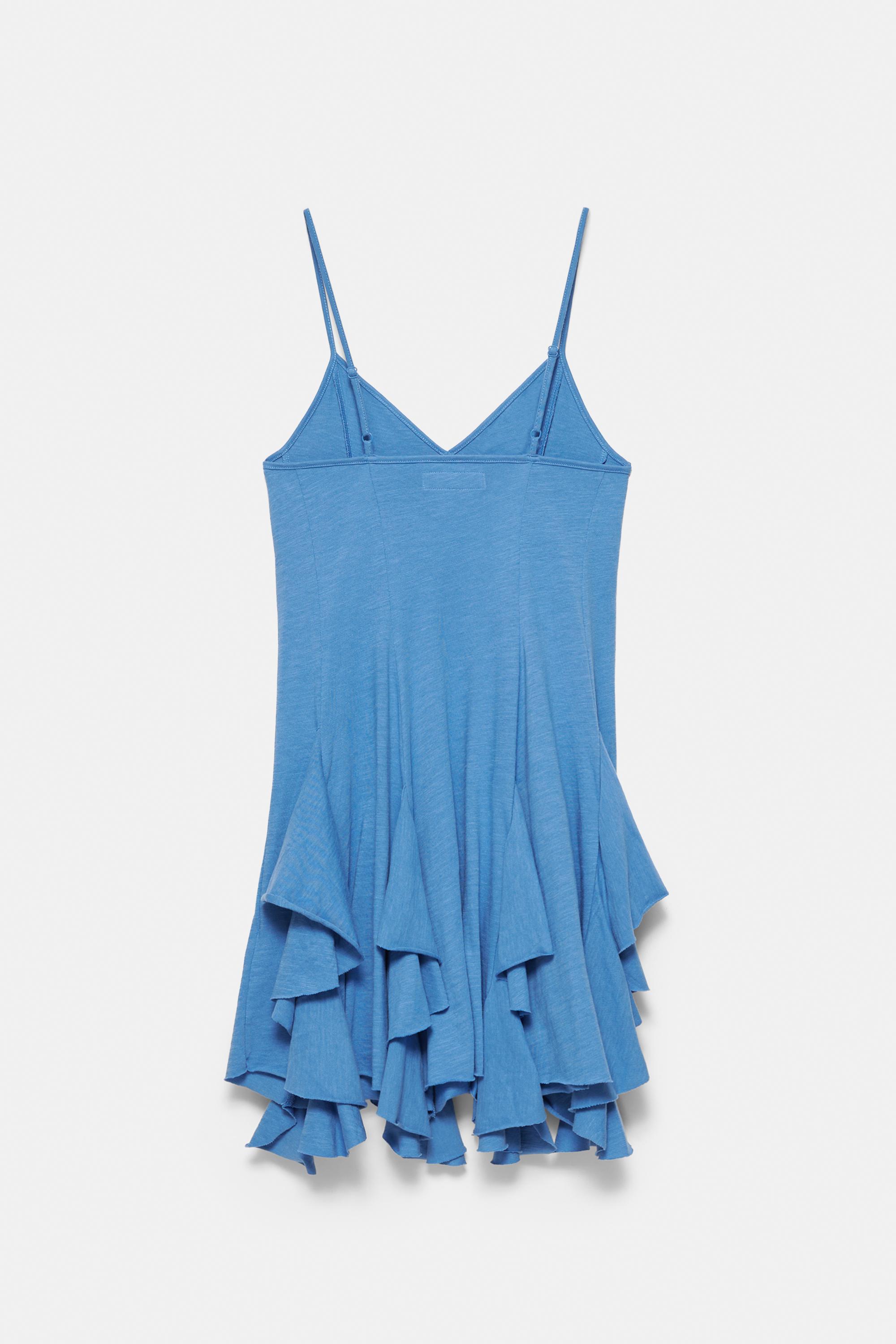 Short strappy flared dress — Blue