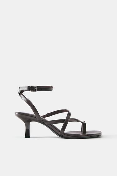Heeled sandals with strap detail — Brown 1