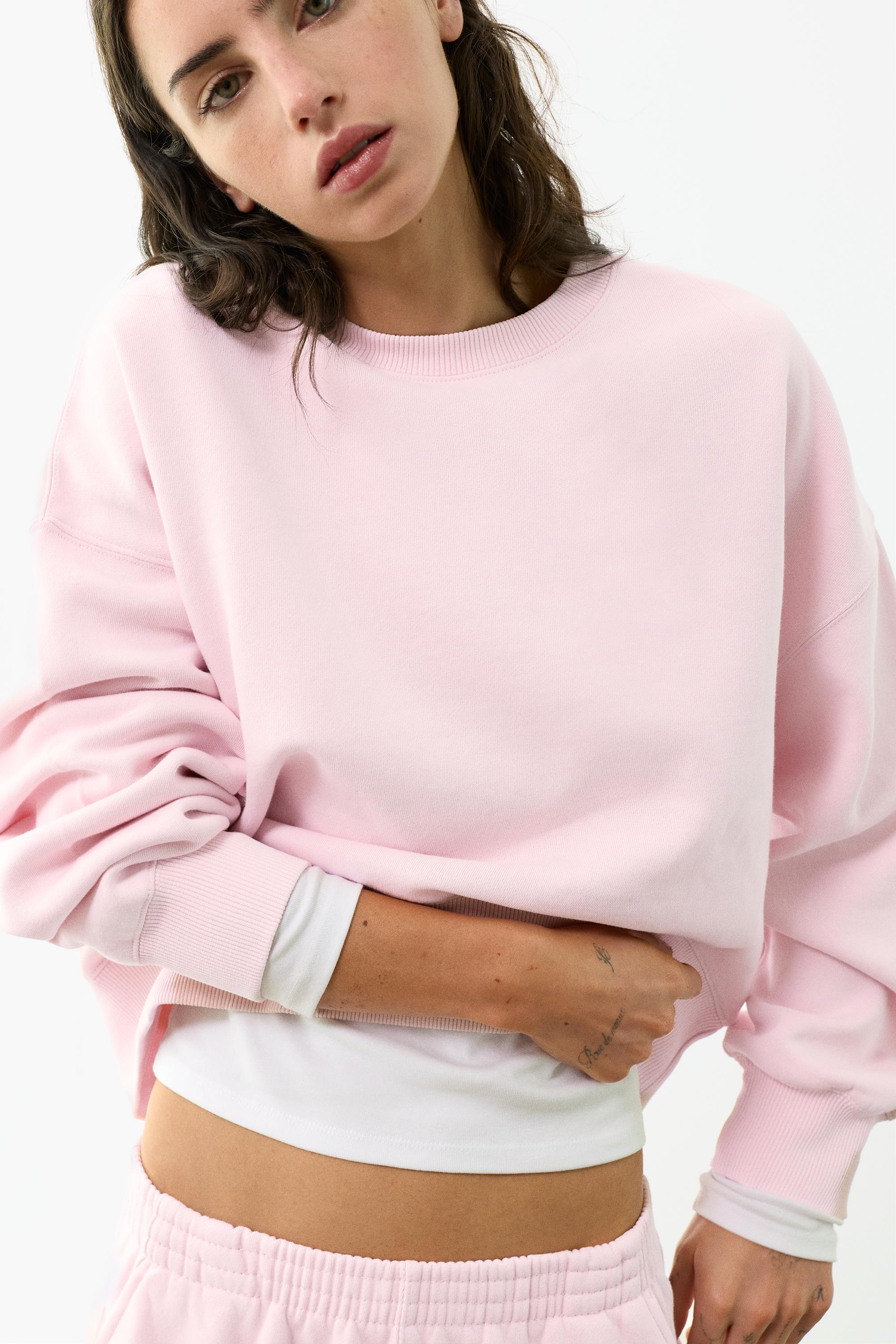 Round neck sweatshirt — Pastel pink
