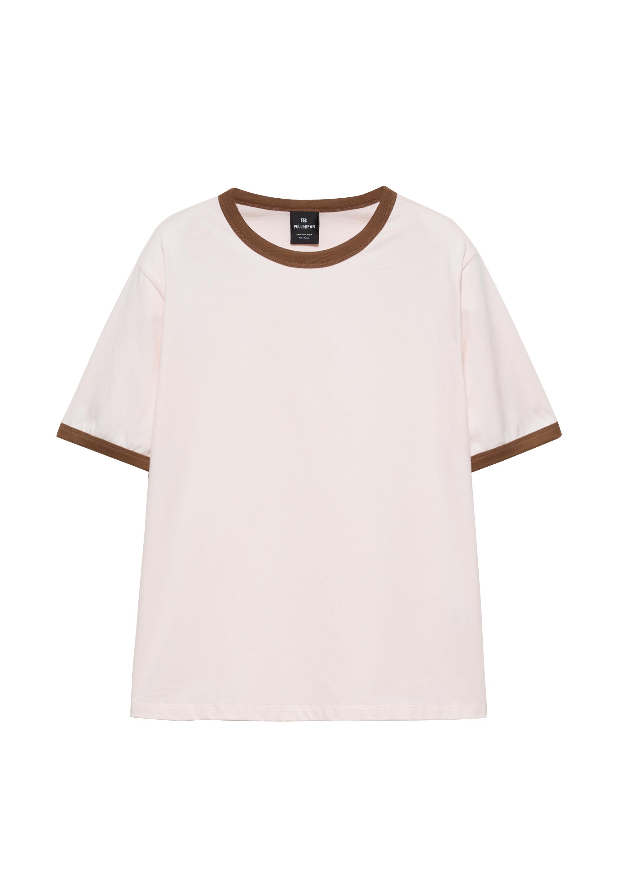 Contrast trim T-shirt — Pink