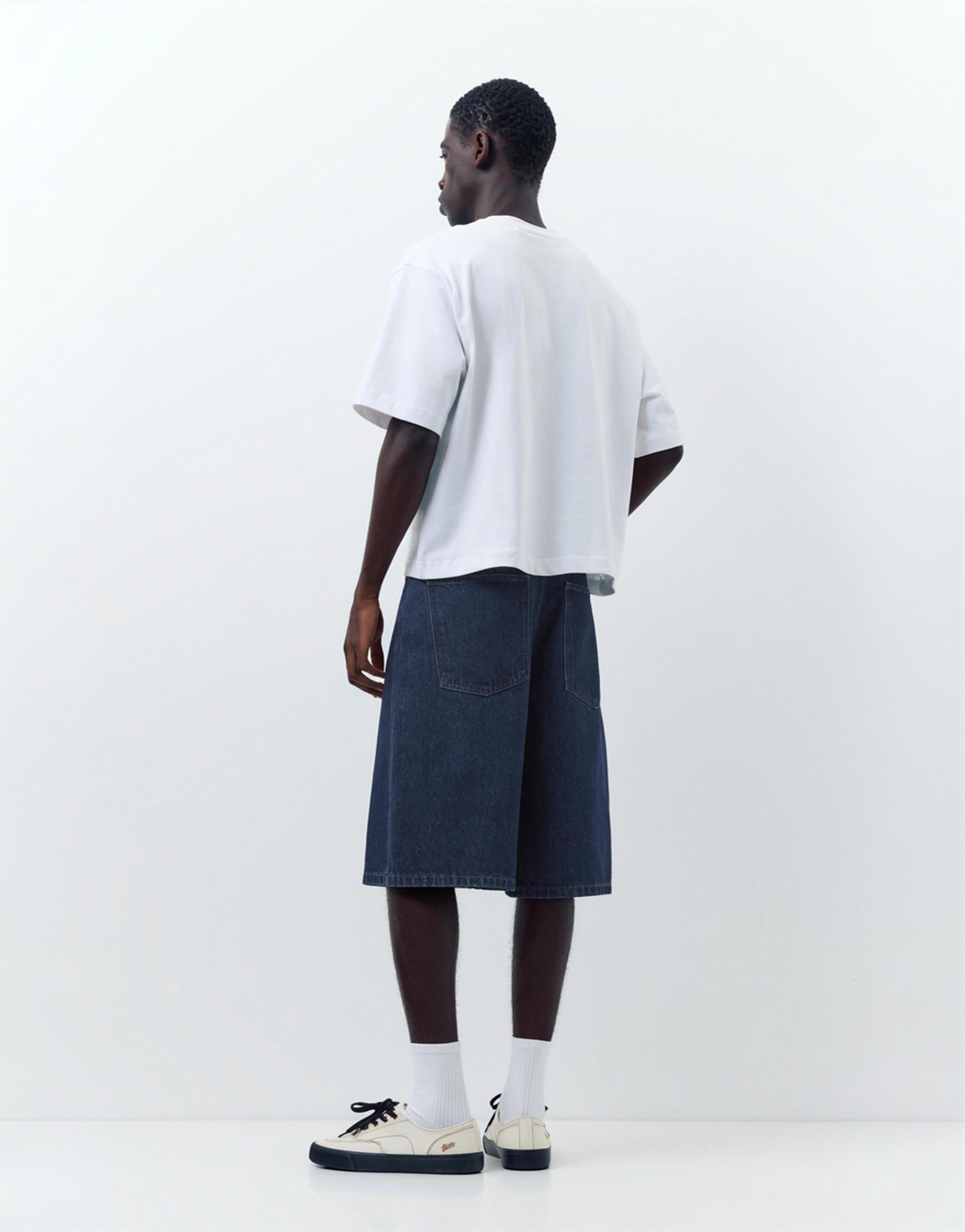 Skater denim Bermuda shorts — Navy