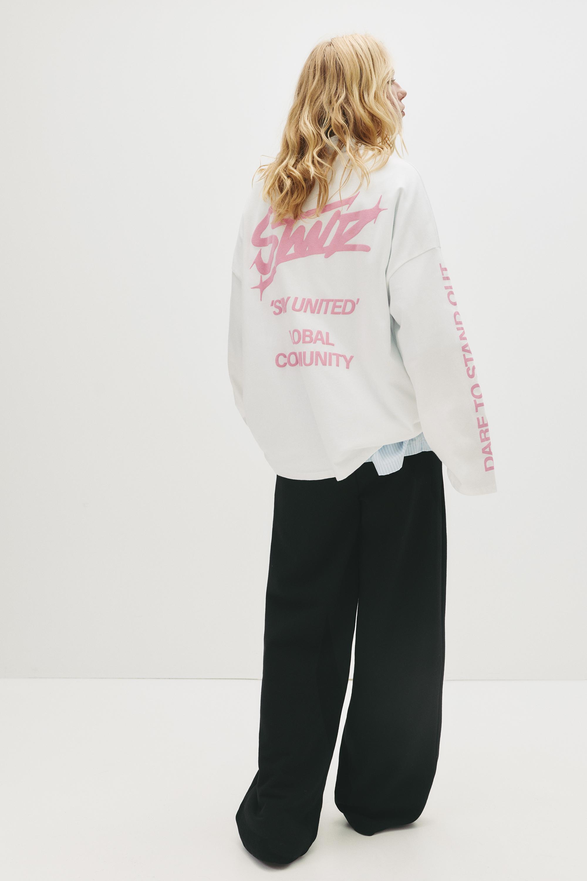 Wide-leg seam detail sweatpants — Black