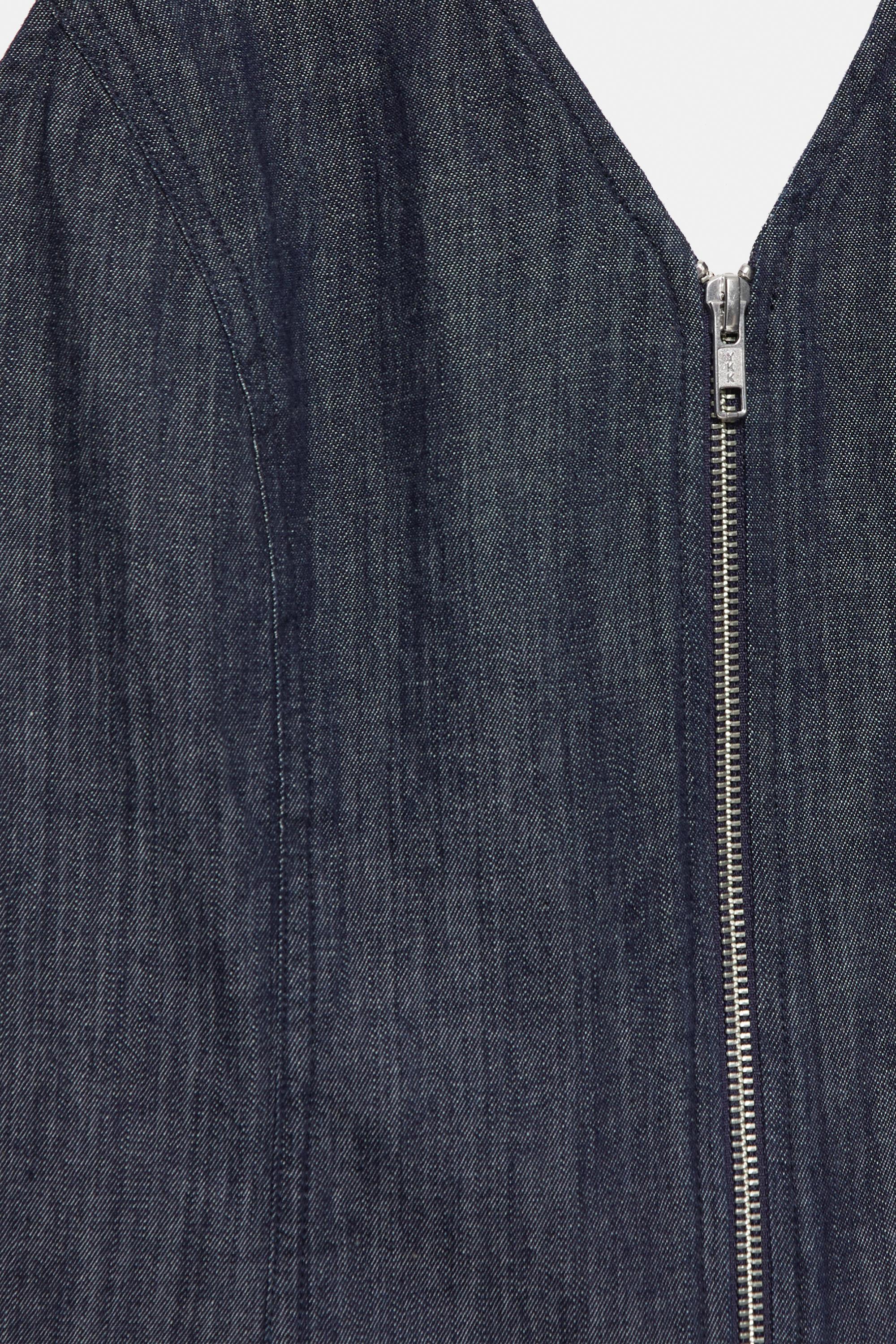 Fermuarlı halter denim top