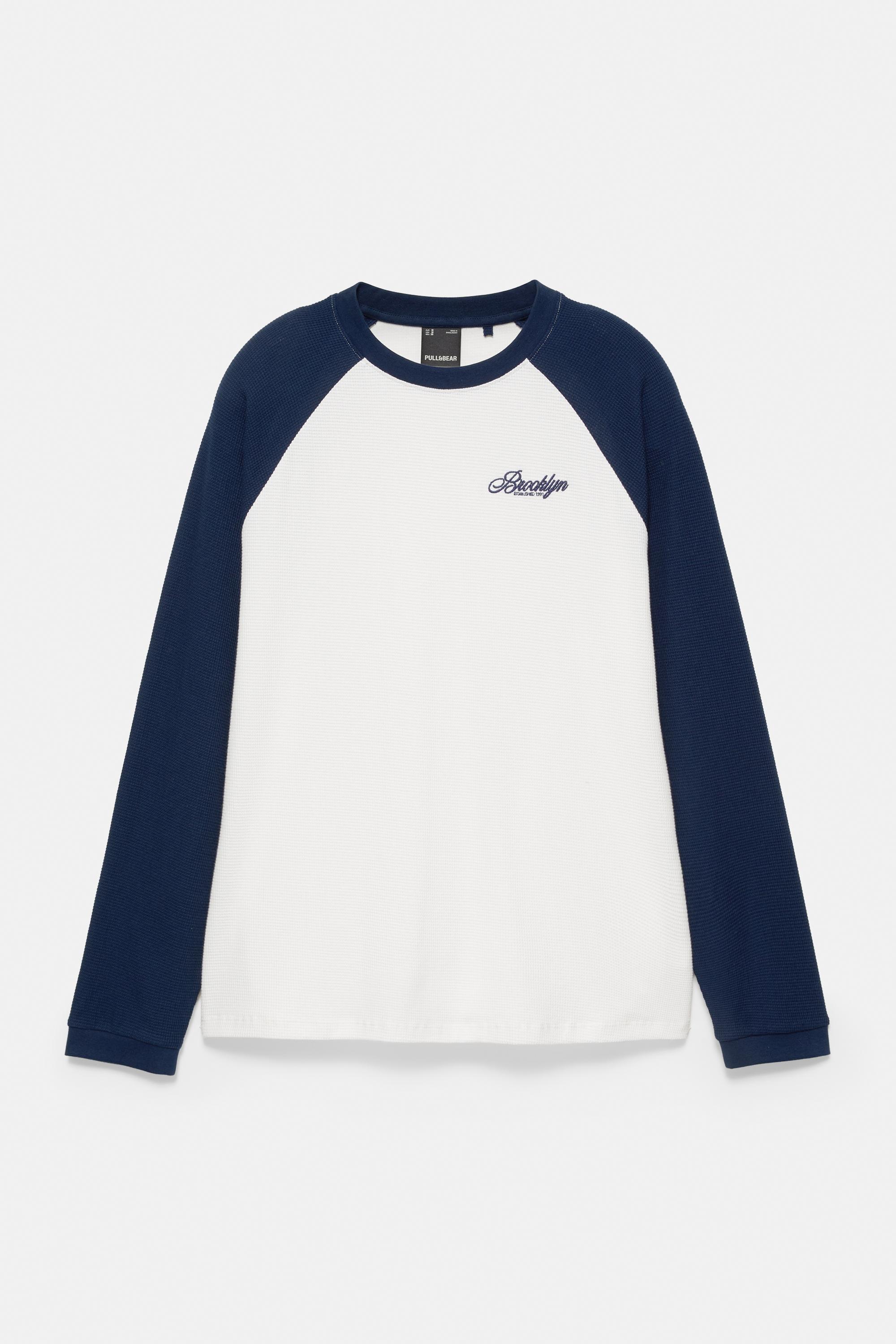 Embroidered raglan sleeve T-shirt — Navy