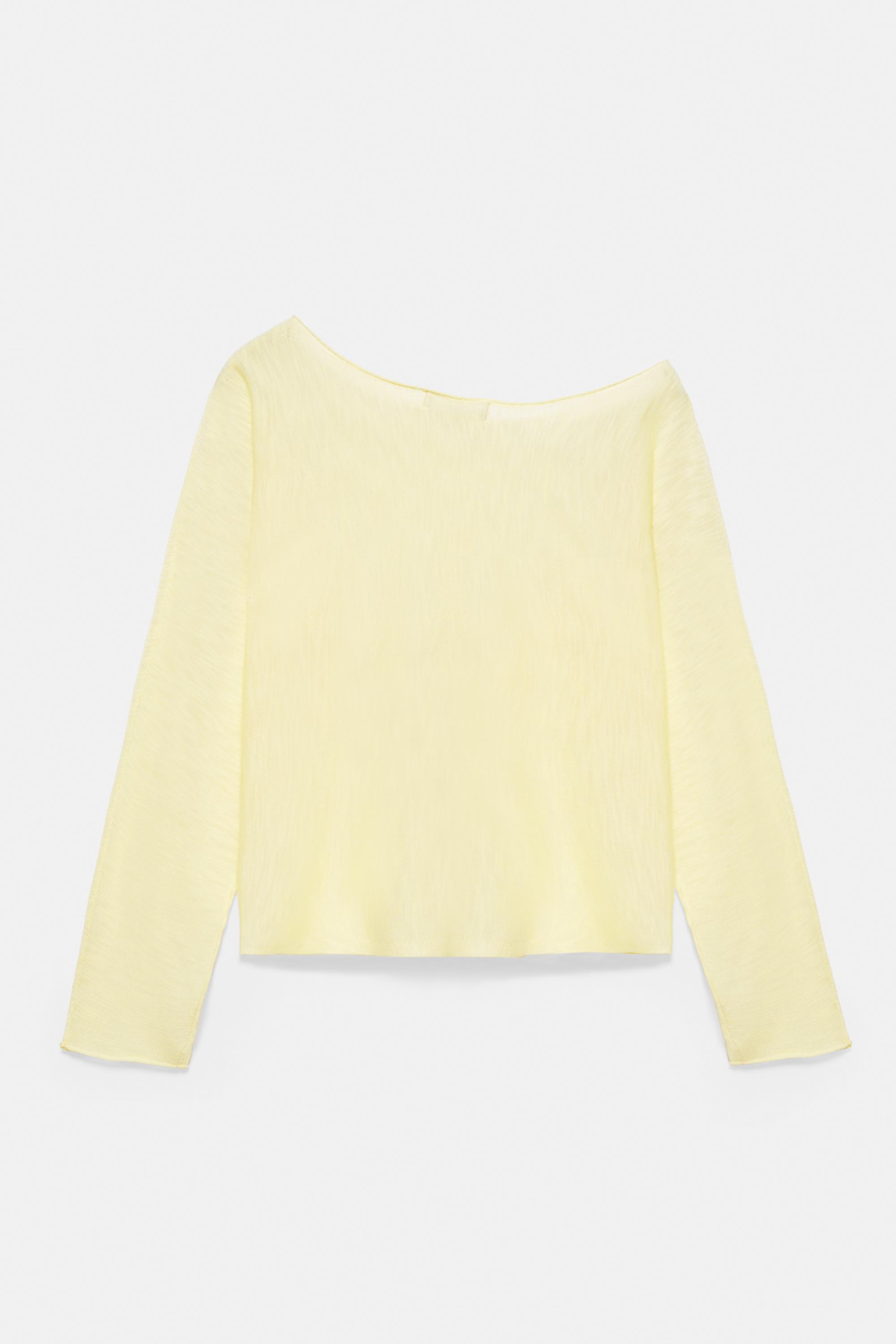 Fine knit asymmetric T-shirt — Yellow