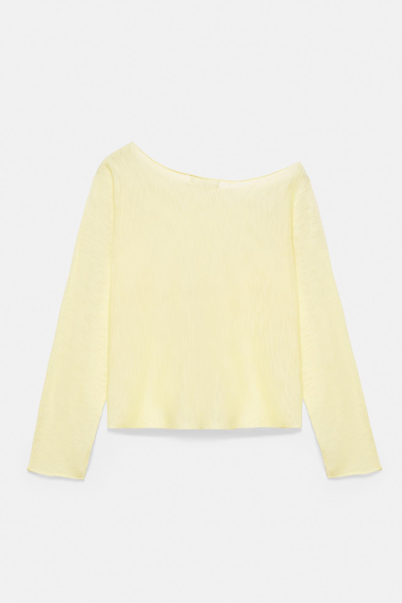 Fine knit asymmetric T-shirt — Yellow