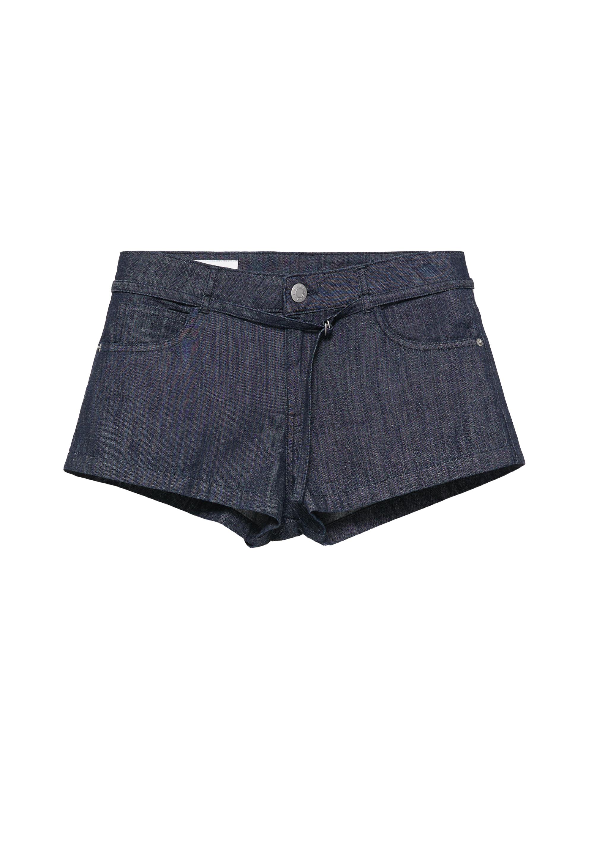 Denim shorts with belt — Navy