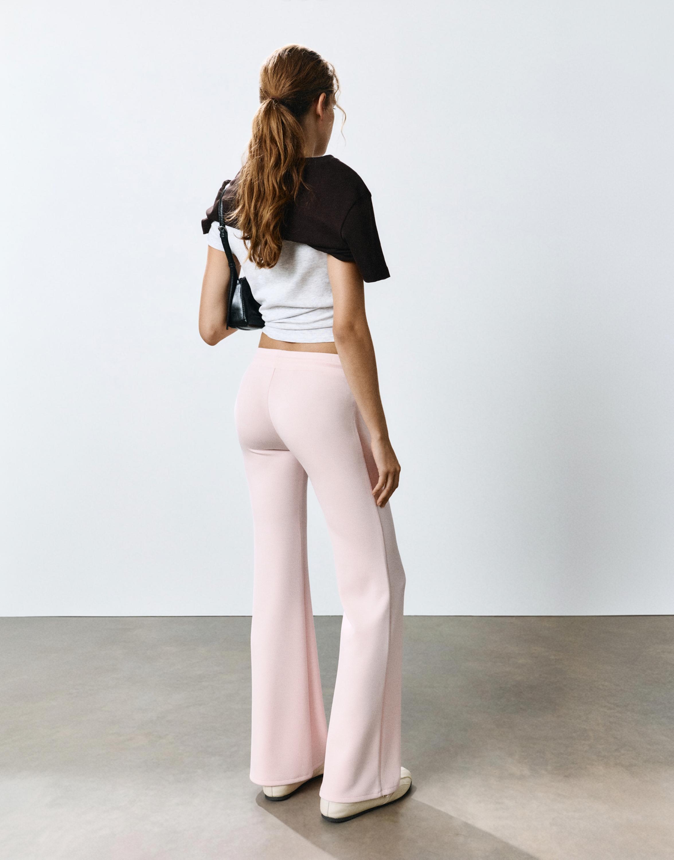 Modal flared trousers — Pastel pink