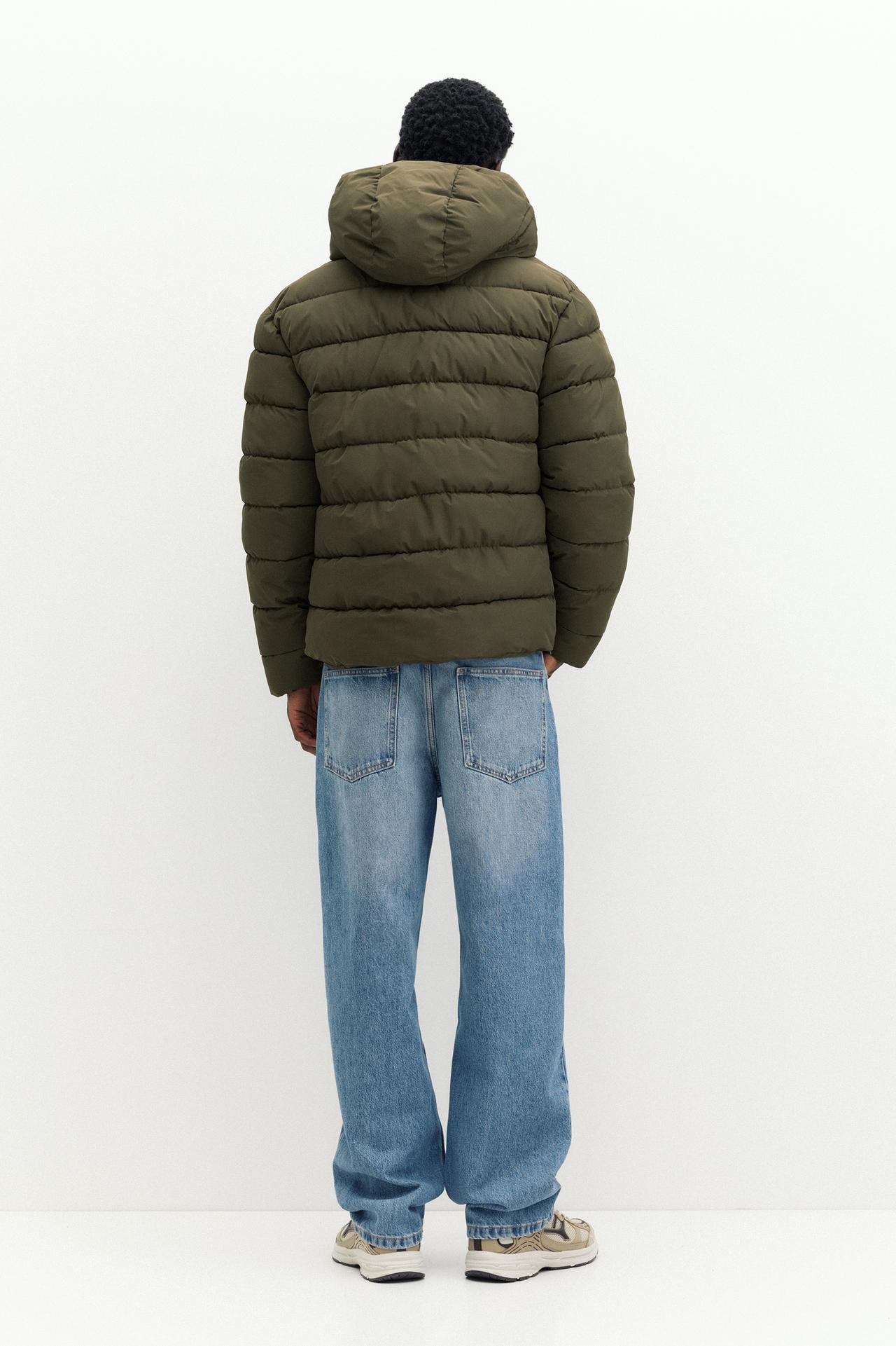 Puffer jacket with hood — Dark khaki