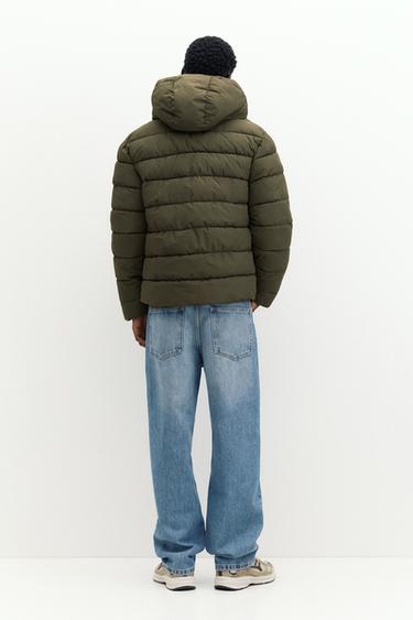 Puffer jacket with hood — Dark khaki 2