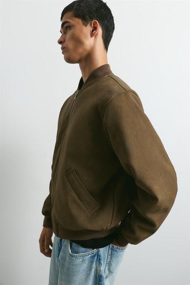 Leather effect bomber jacket — Brown 6