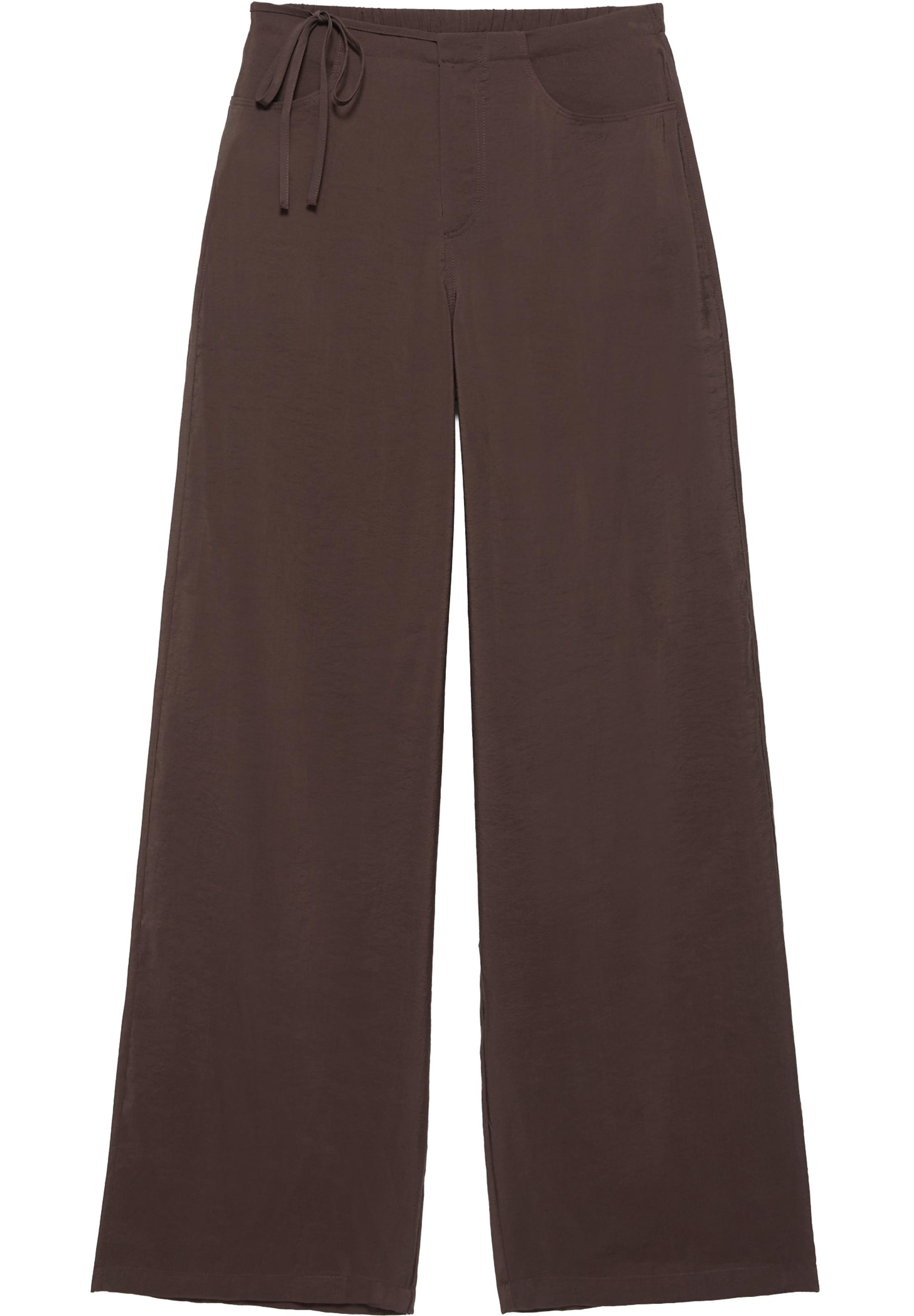 Drawstring flowing trousers — Brown