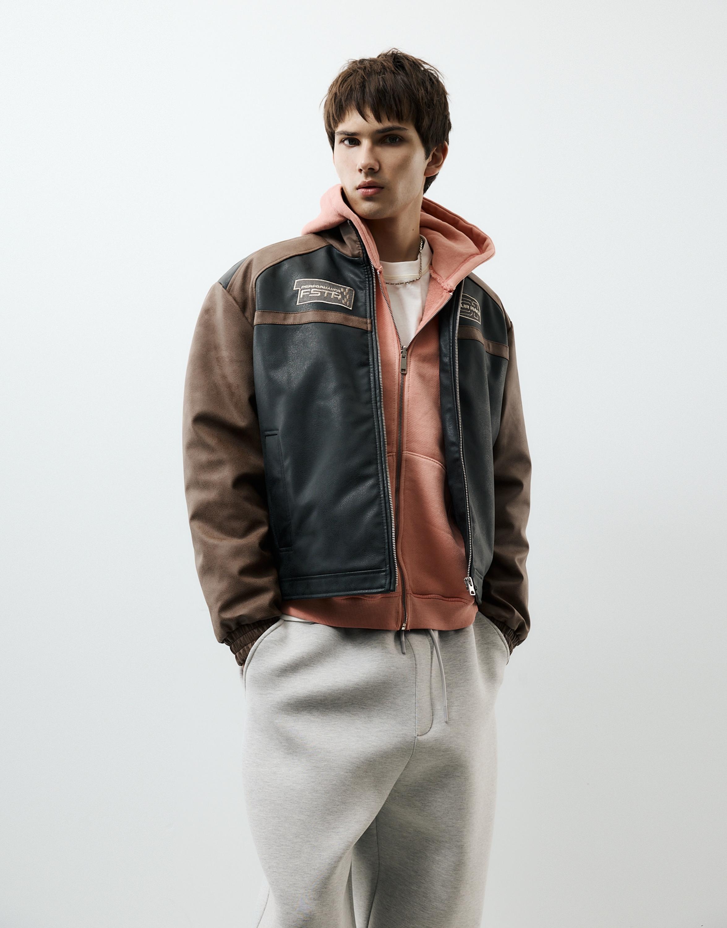 Pull&Bear Panelli suni deri ceket görsel 2