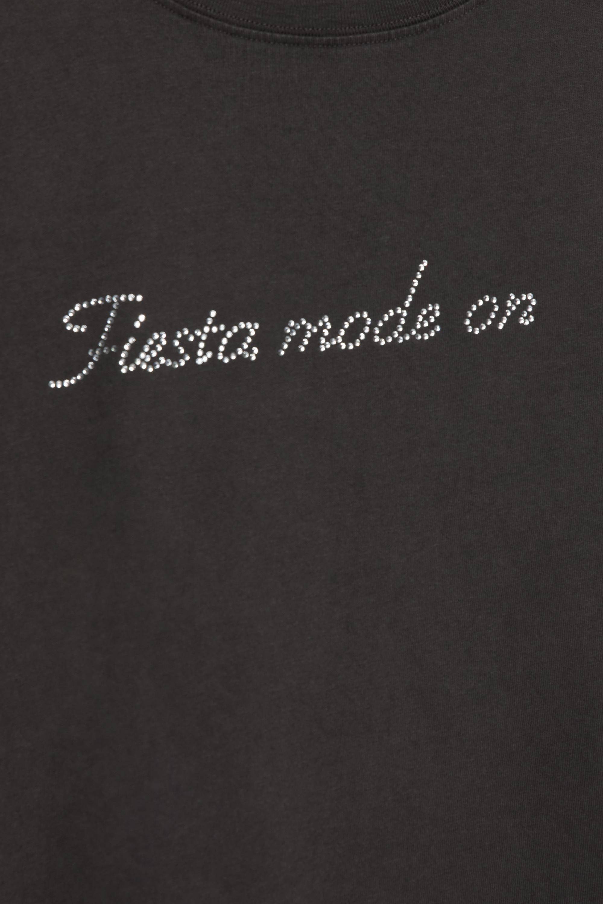 Siyah parlak taşlı t-shirt - Görsel 5
