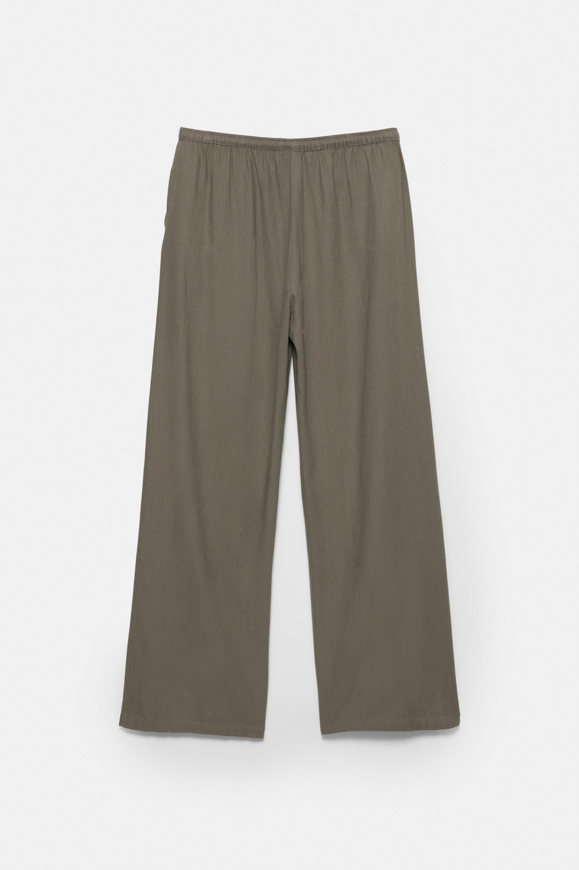 Flowy trousers with linen — Mole brown