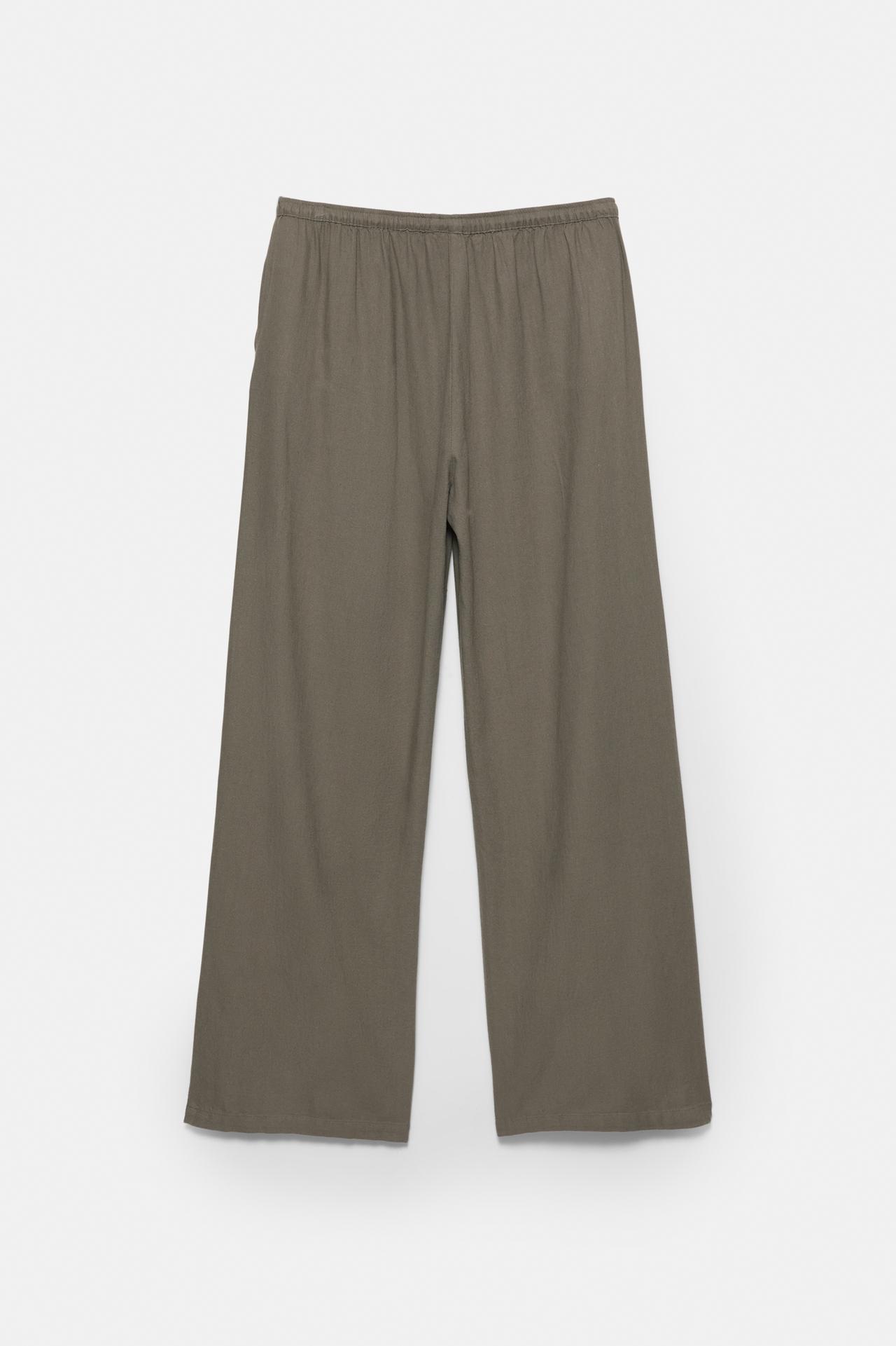 Flowy trousers with linen — Mole brown