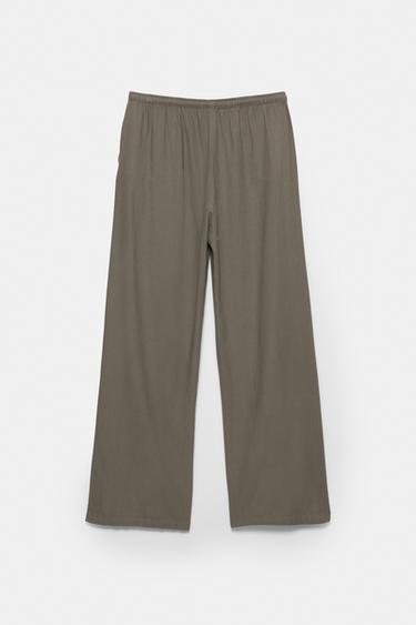 Flowy trousers with linen — Mole brown 7