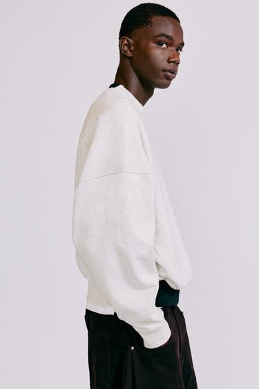 Contrast rib round neck sweatshirt — Grey marl 6