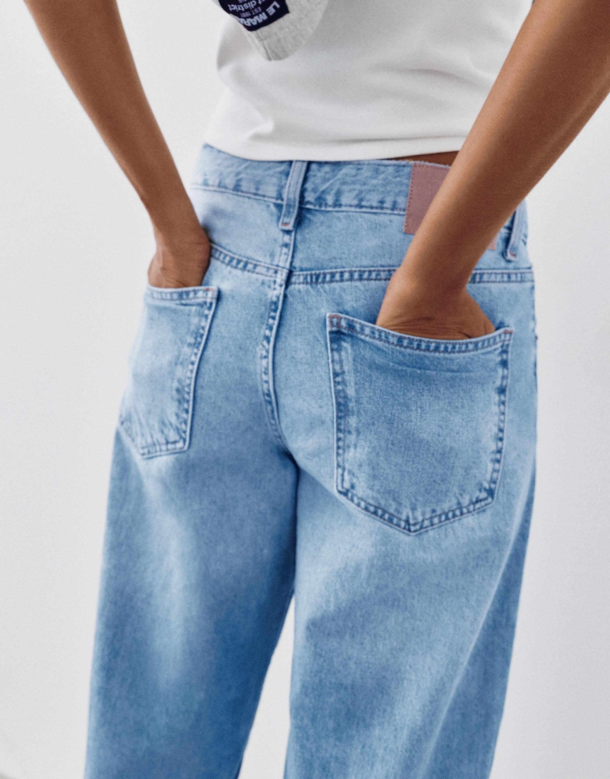 Low-rise barrel jeans — Medium blue