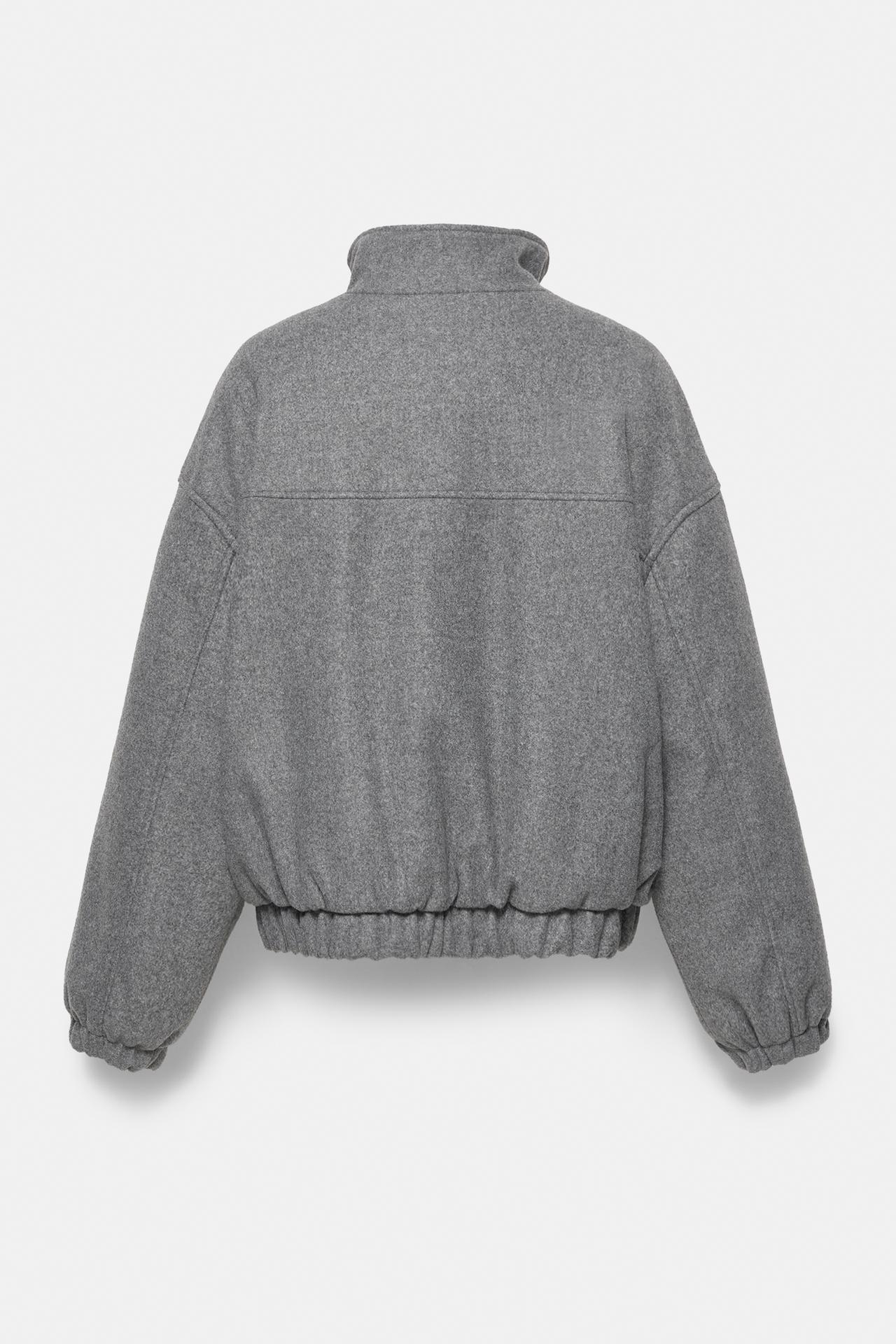 Cloth bomber jacket with a high neck — Grey marl