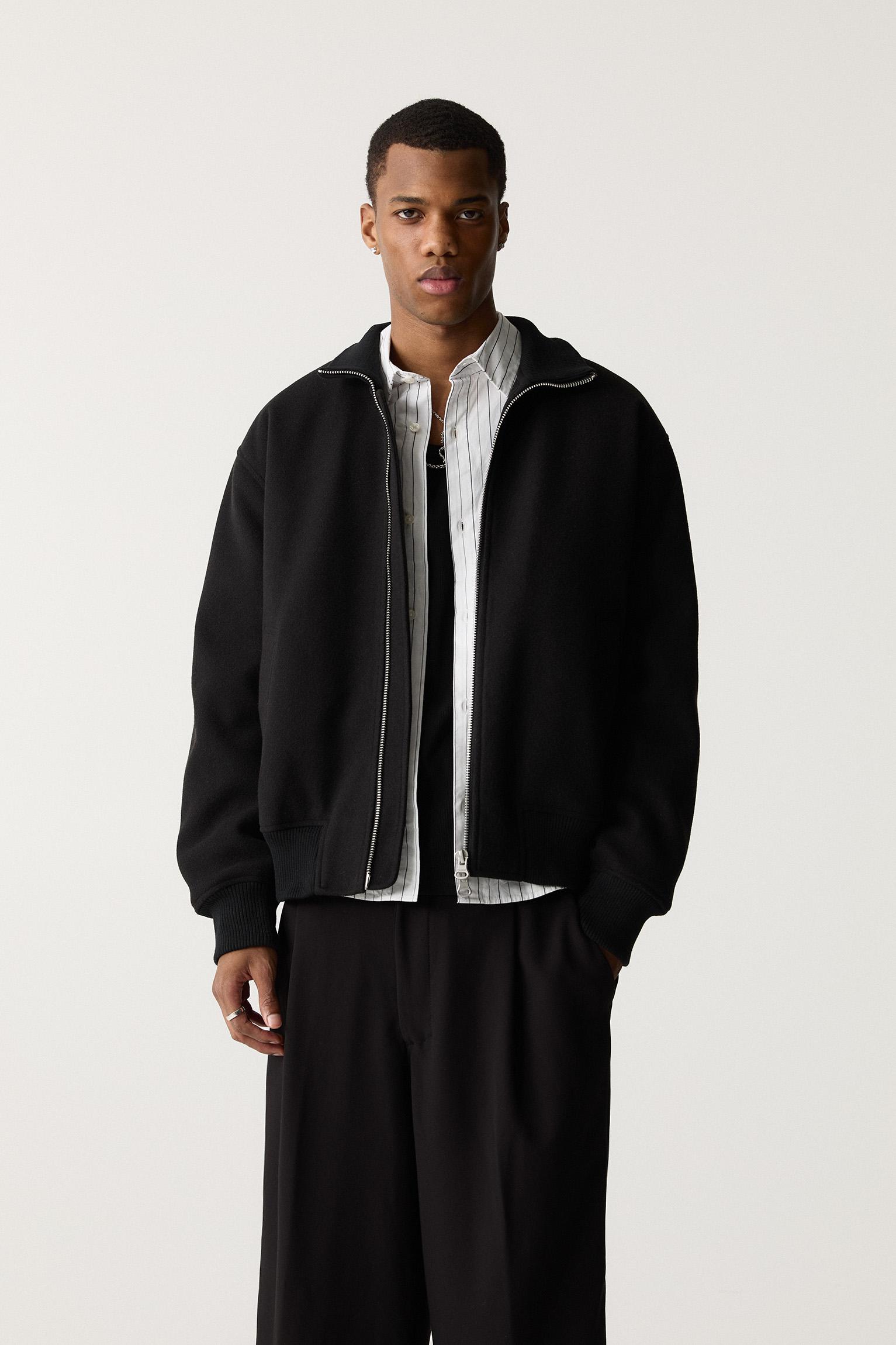 Zip up felt texture jacket pull bear