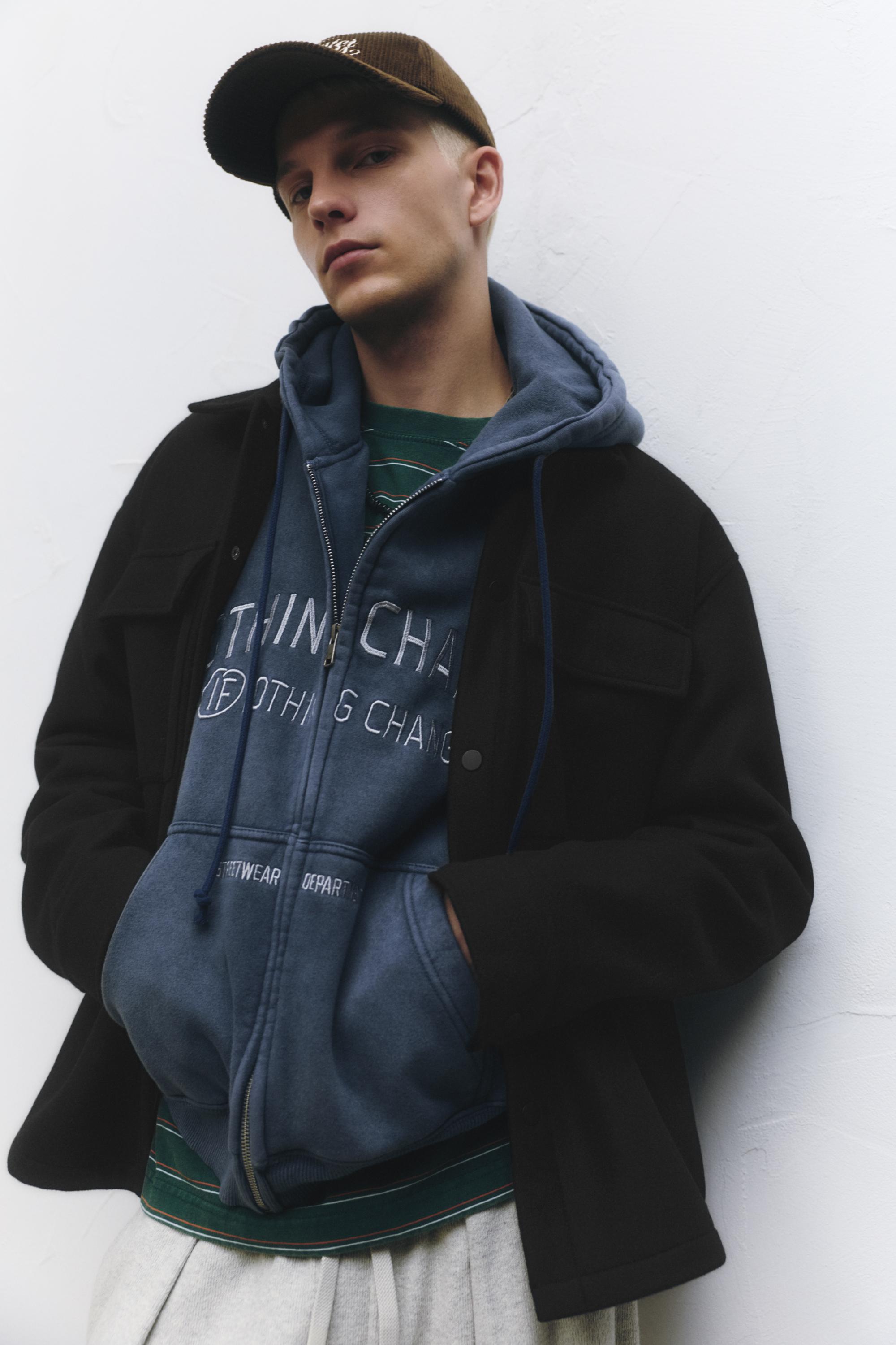 Giacca Camicia Di Panno Con Tasche