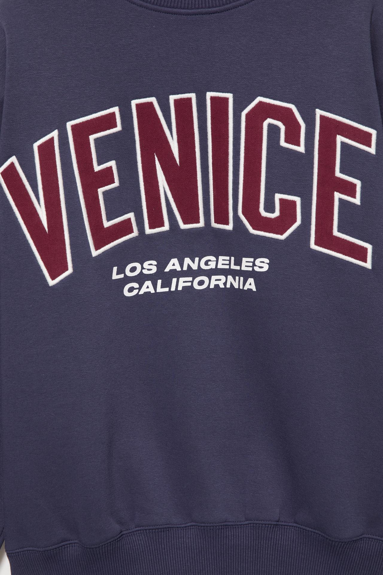 Graphic round neck sweatshirt — Navy