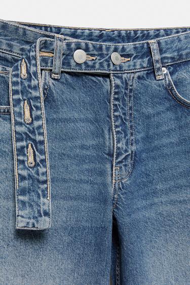 Relaxed fit baggy jeans with belt — Dark blue 7