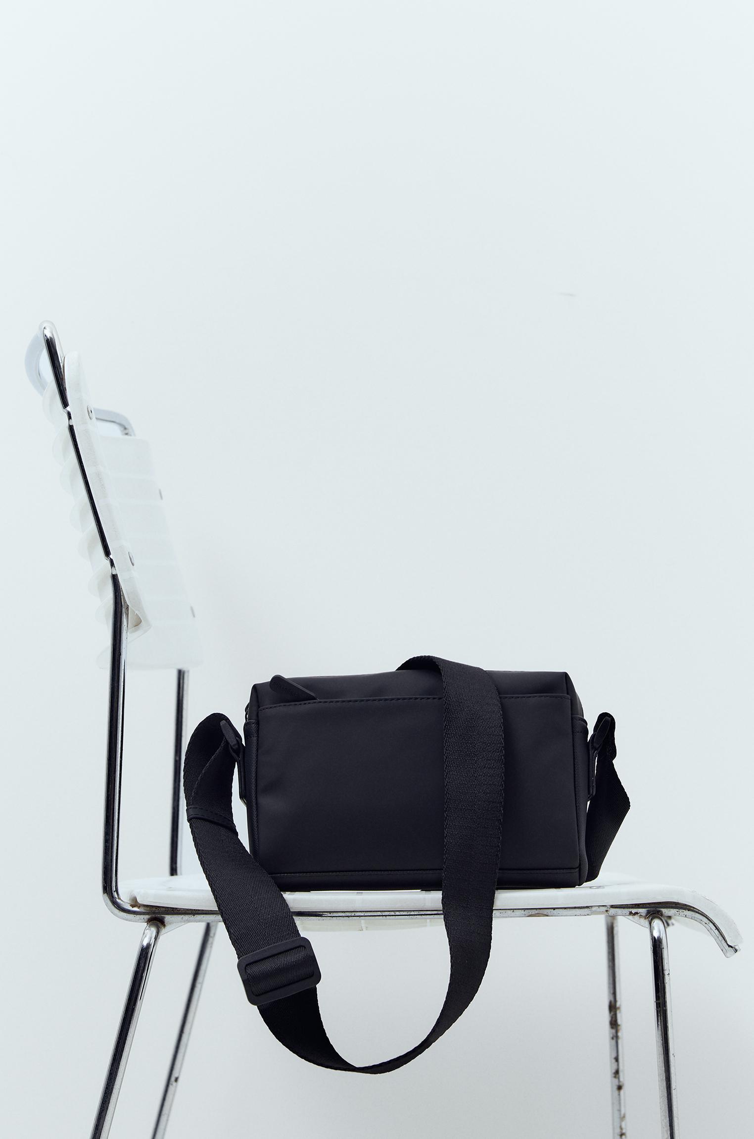 Rubberised crossbody bag — Black