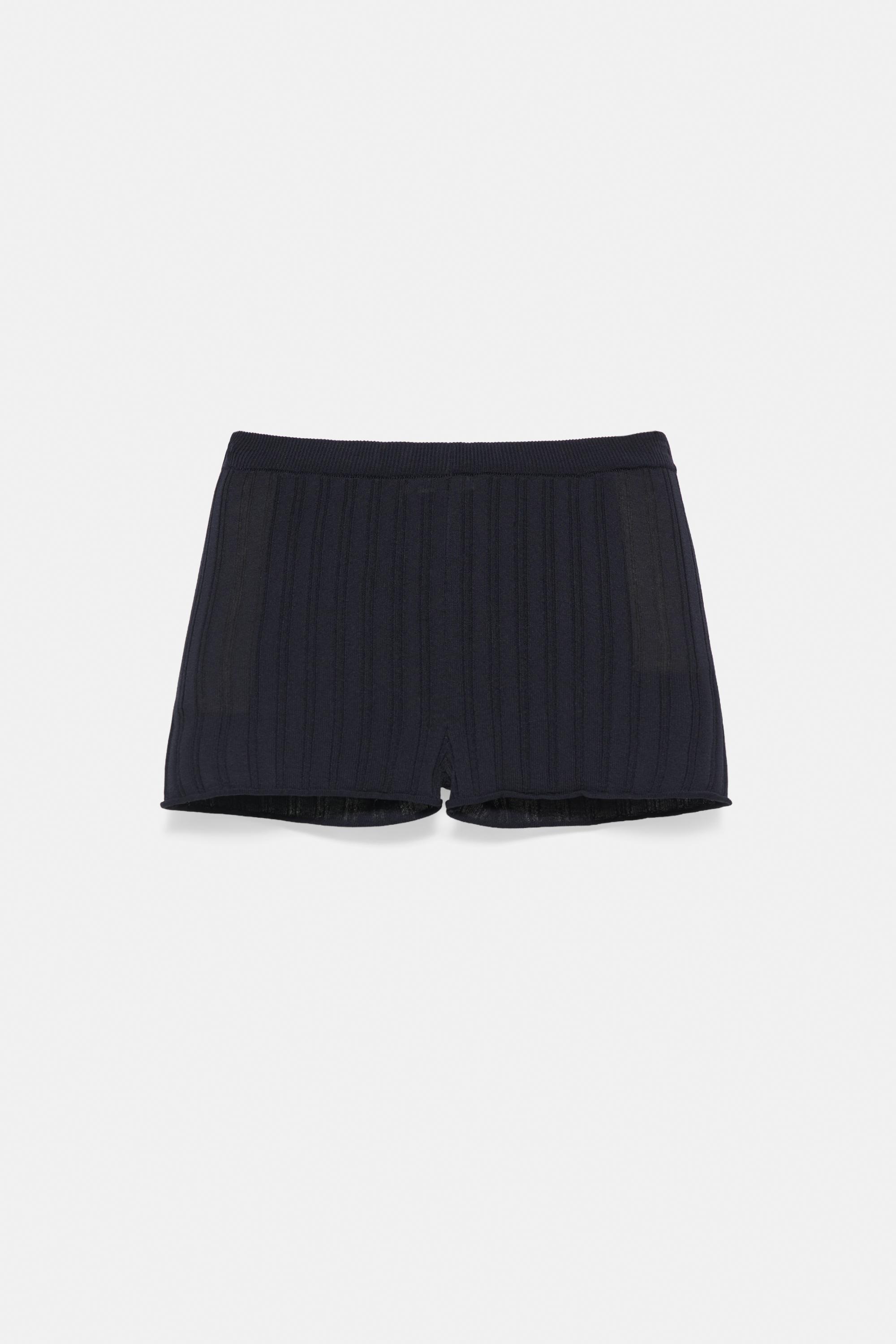 Ribbed knit shorts — Navy