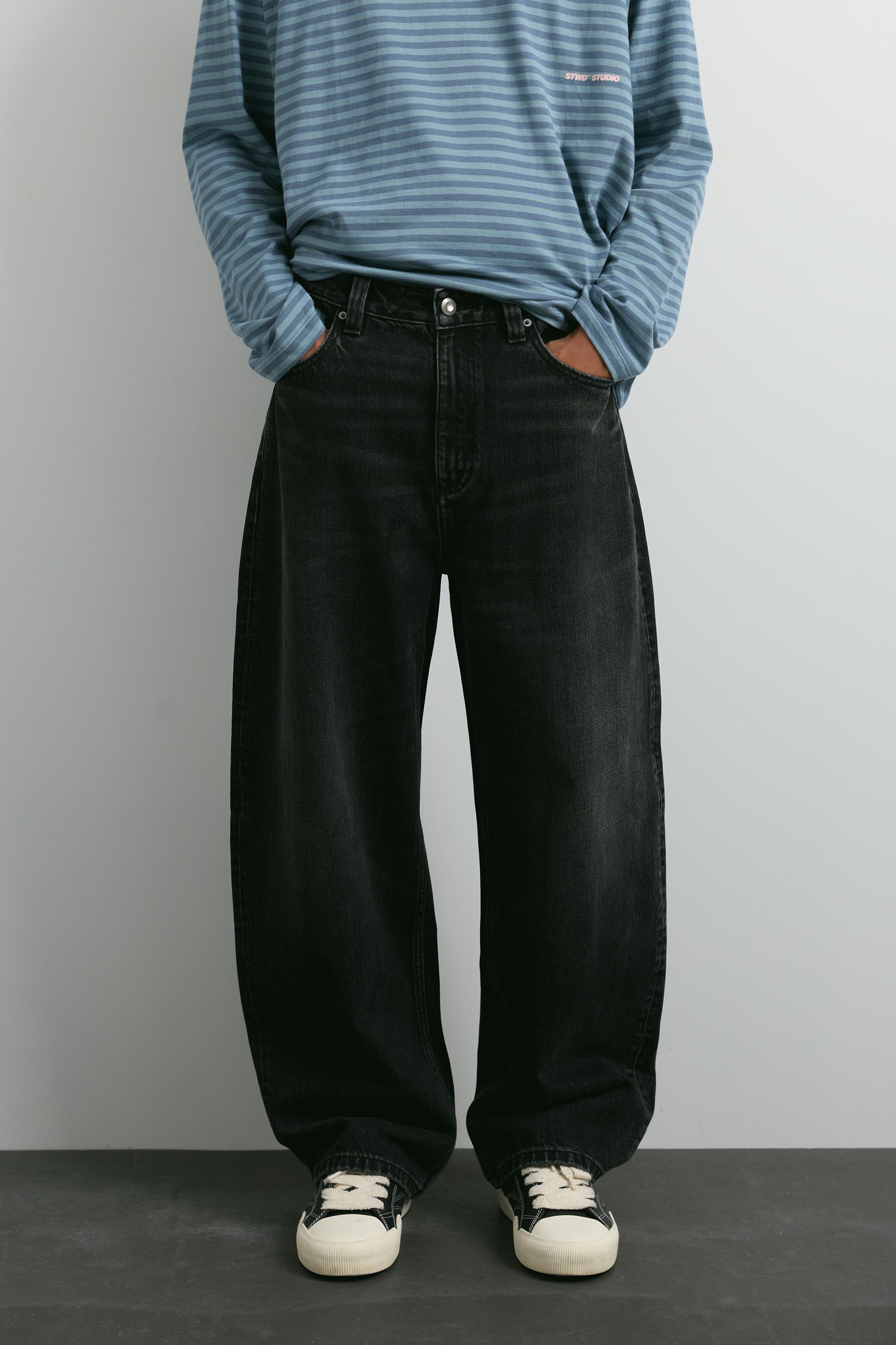 Balloon-fit baggy jeans — Faded black