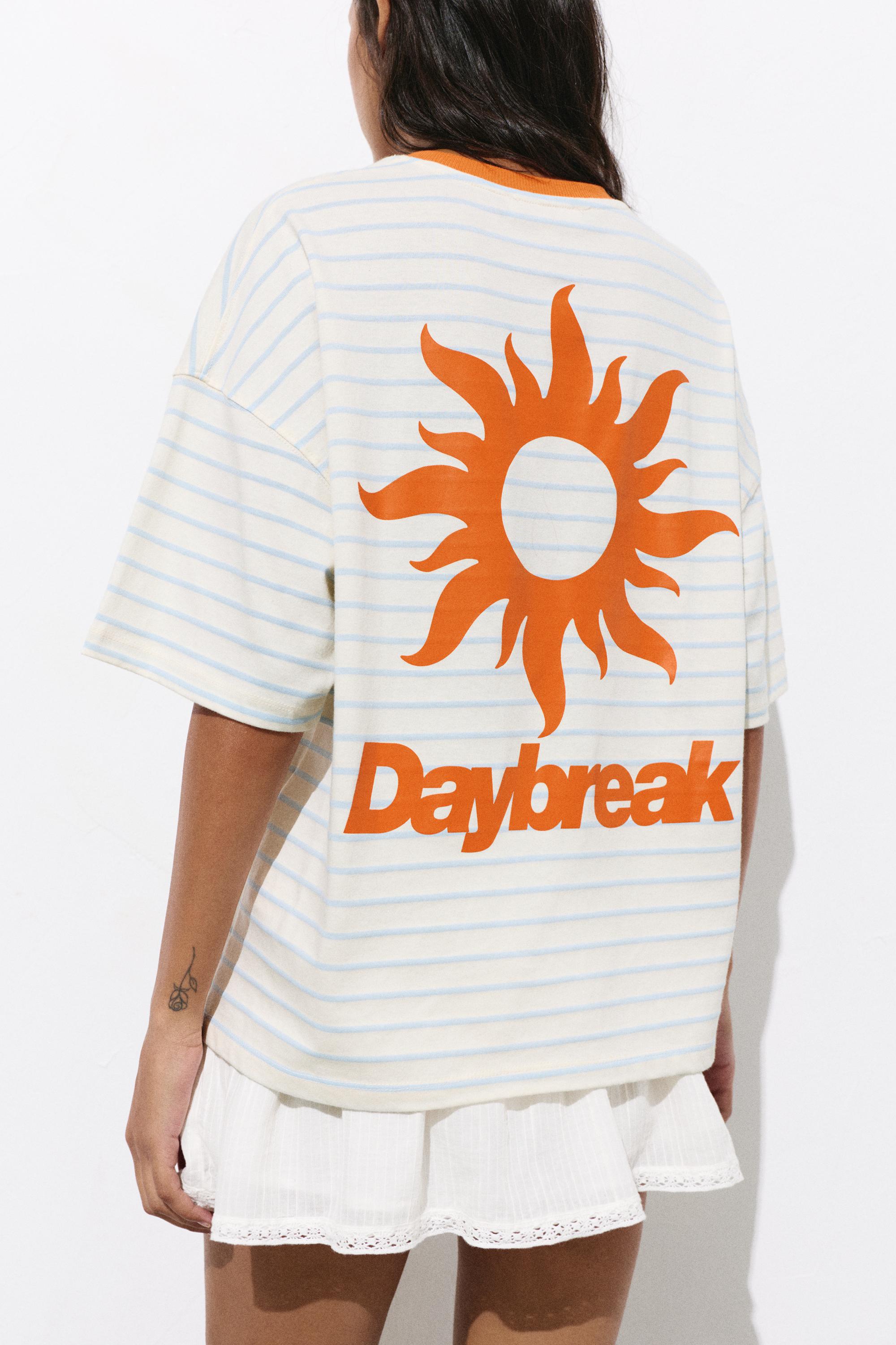 Striped sun graphic T-shirt — Off white