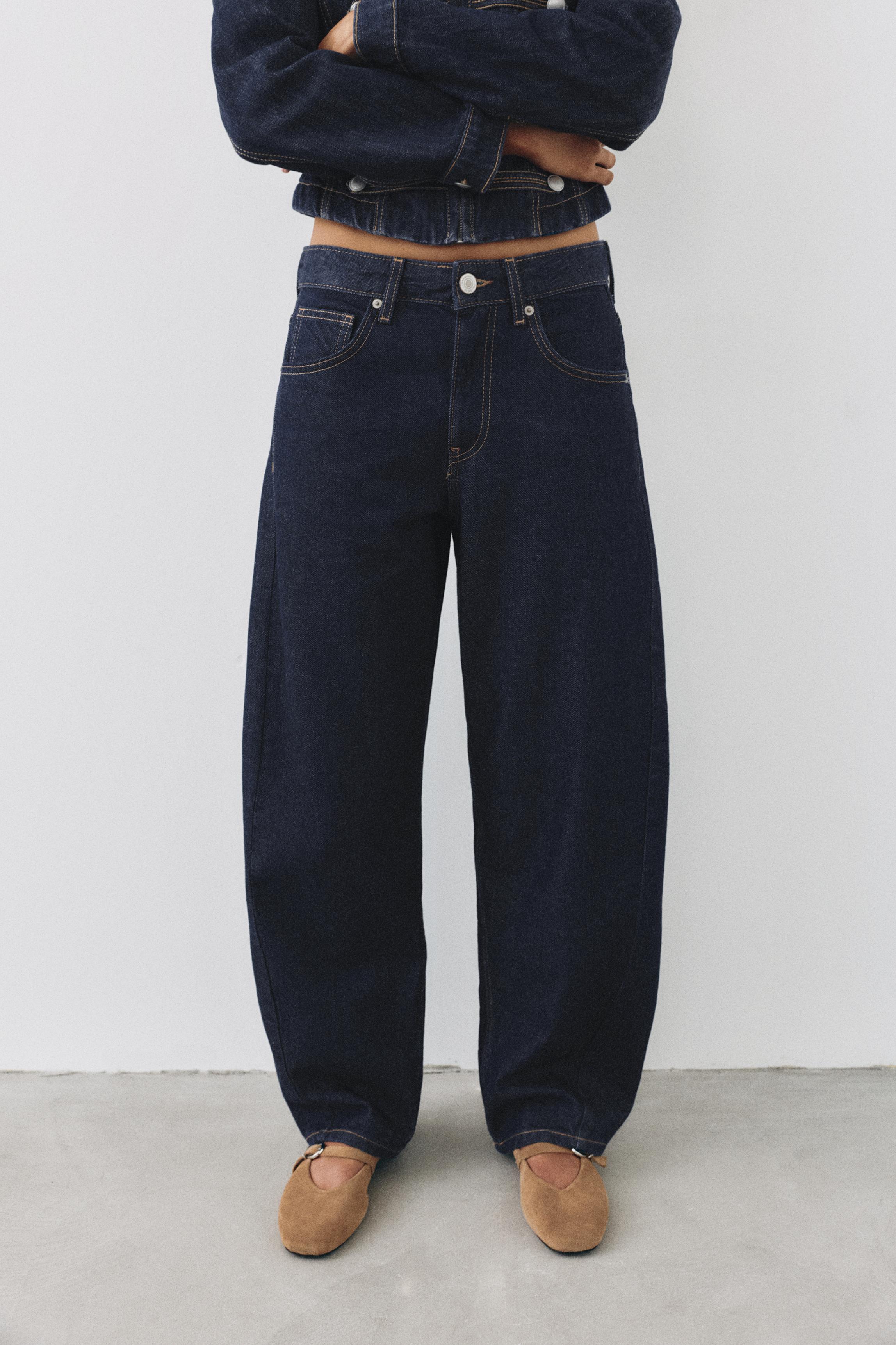 Low-rise barrel jeans — Navy