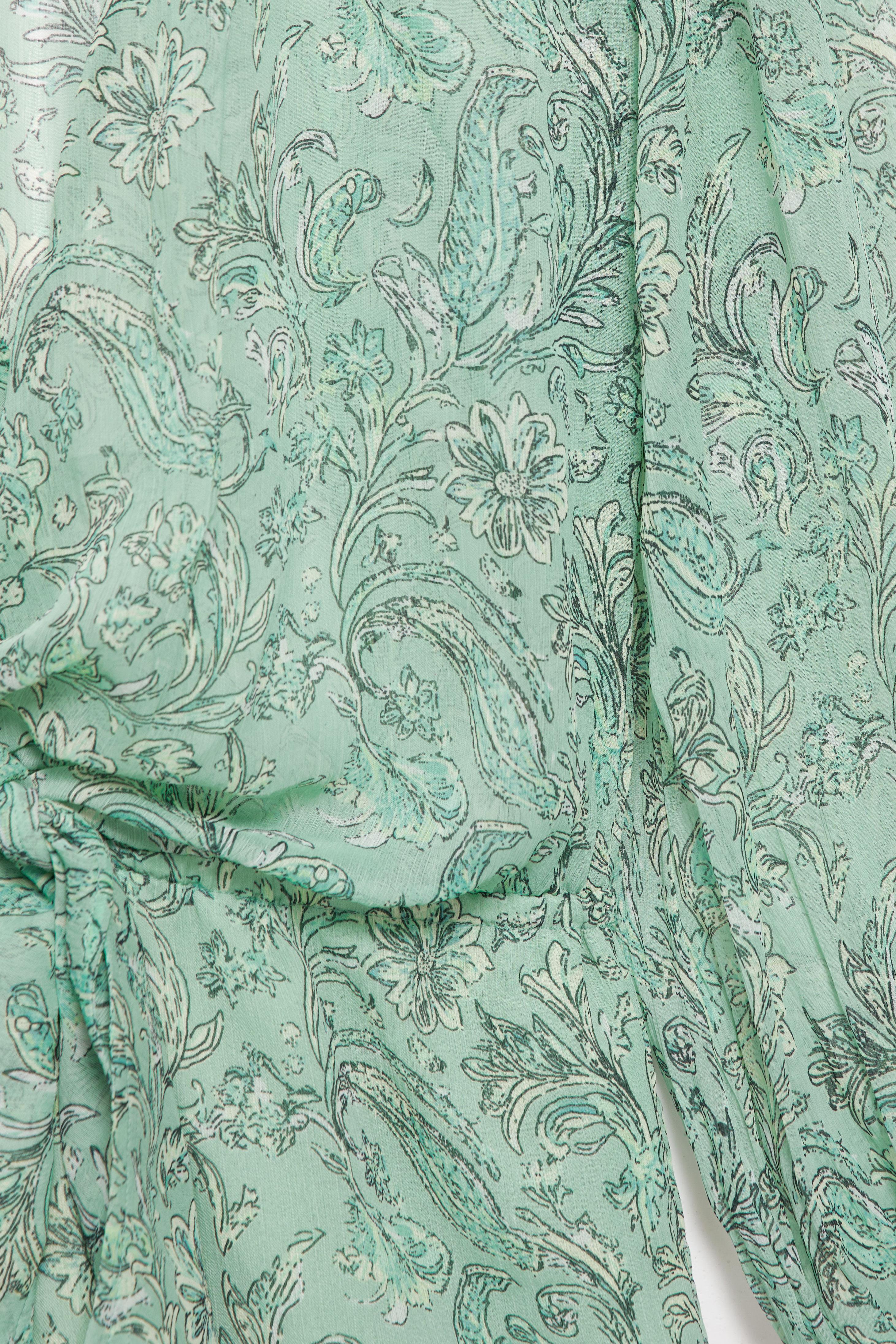Printed gathered romper — Turquoise