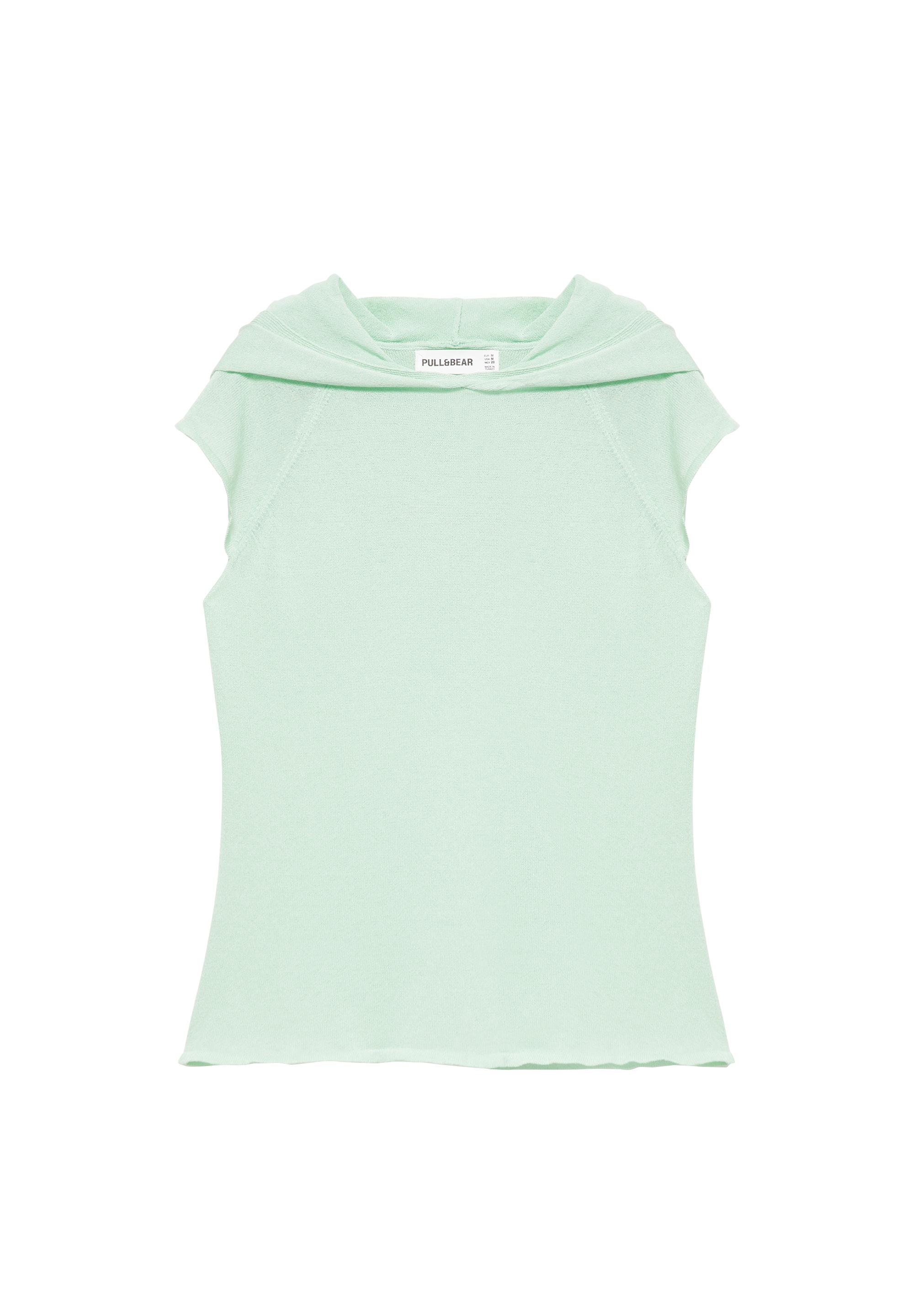 Fine knit hooded T-shirt — Mint