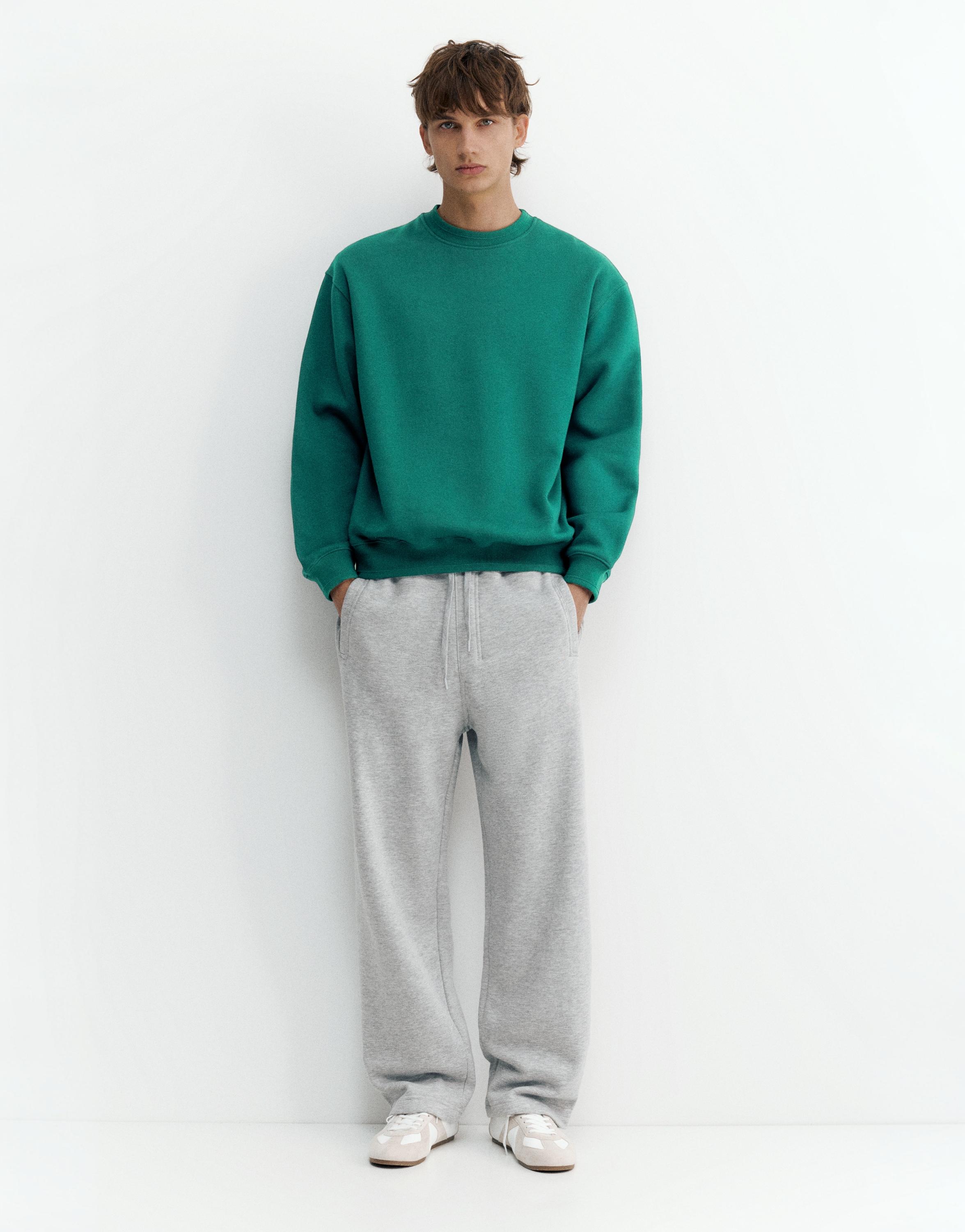 Relaxed fit round neck sweatshirt — Bottle