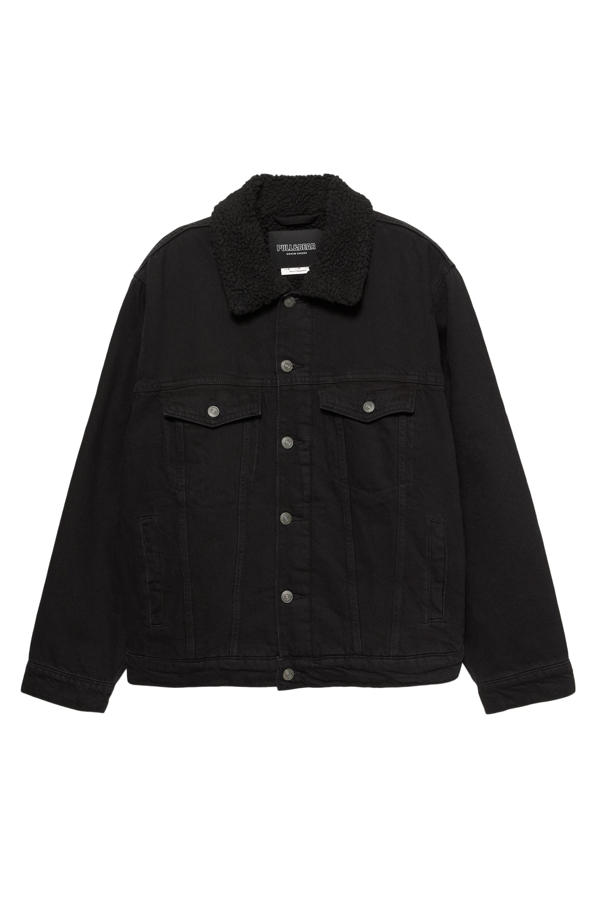 Suni yünlü yakalı denim ceket - Görsel 3