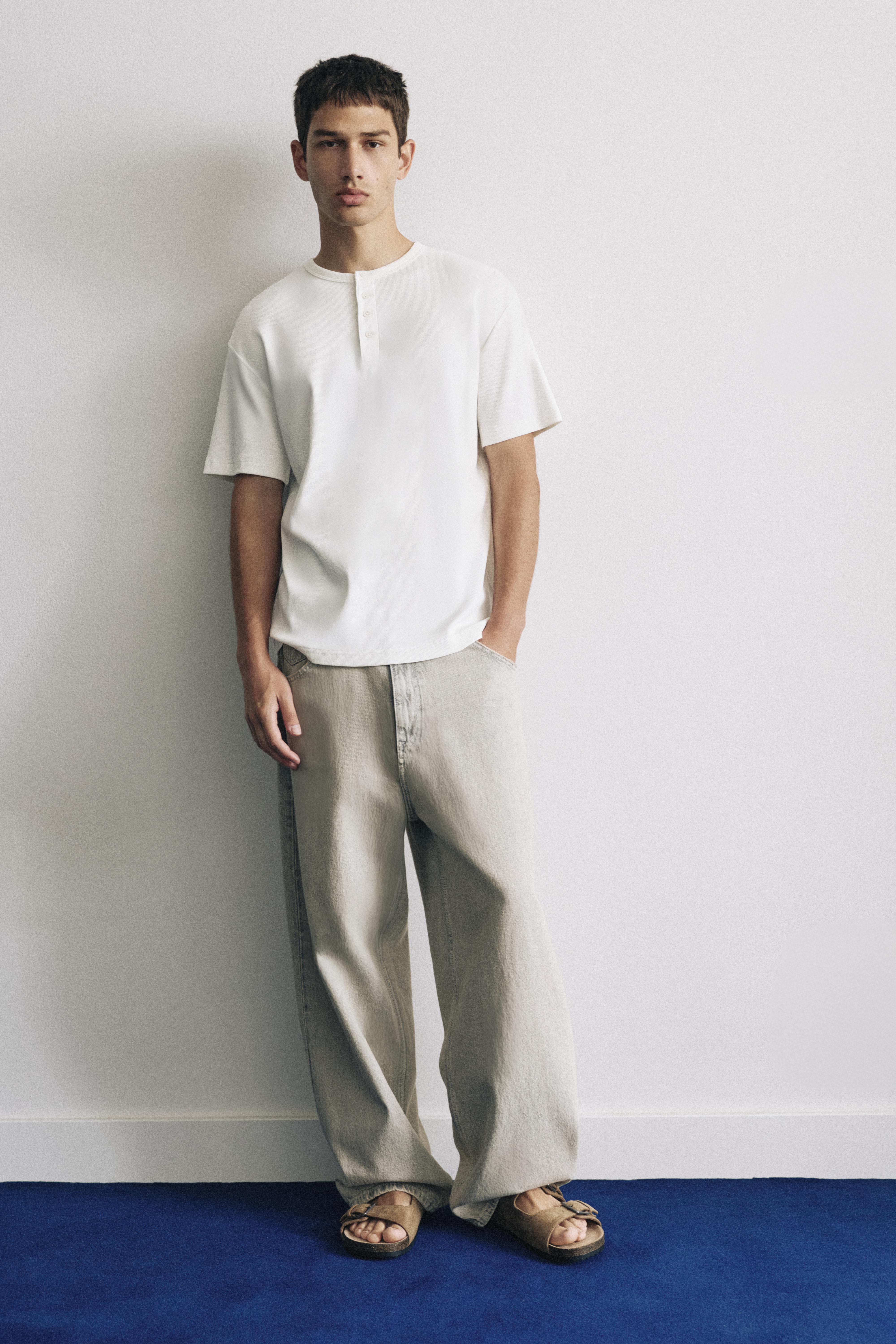 Slim-fit Henley T-shirt — White