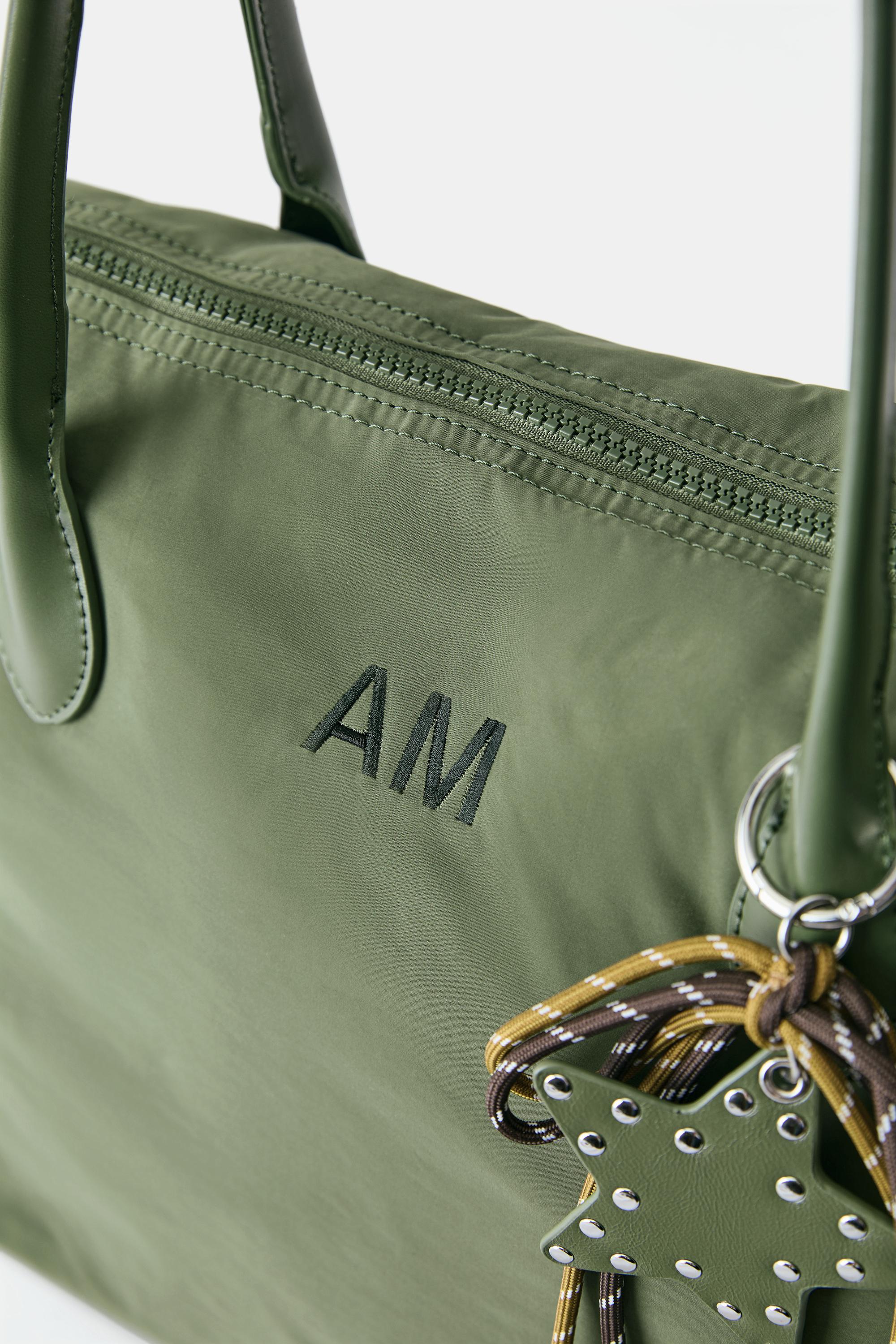 Embellished nylon tote bag — Khaki