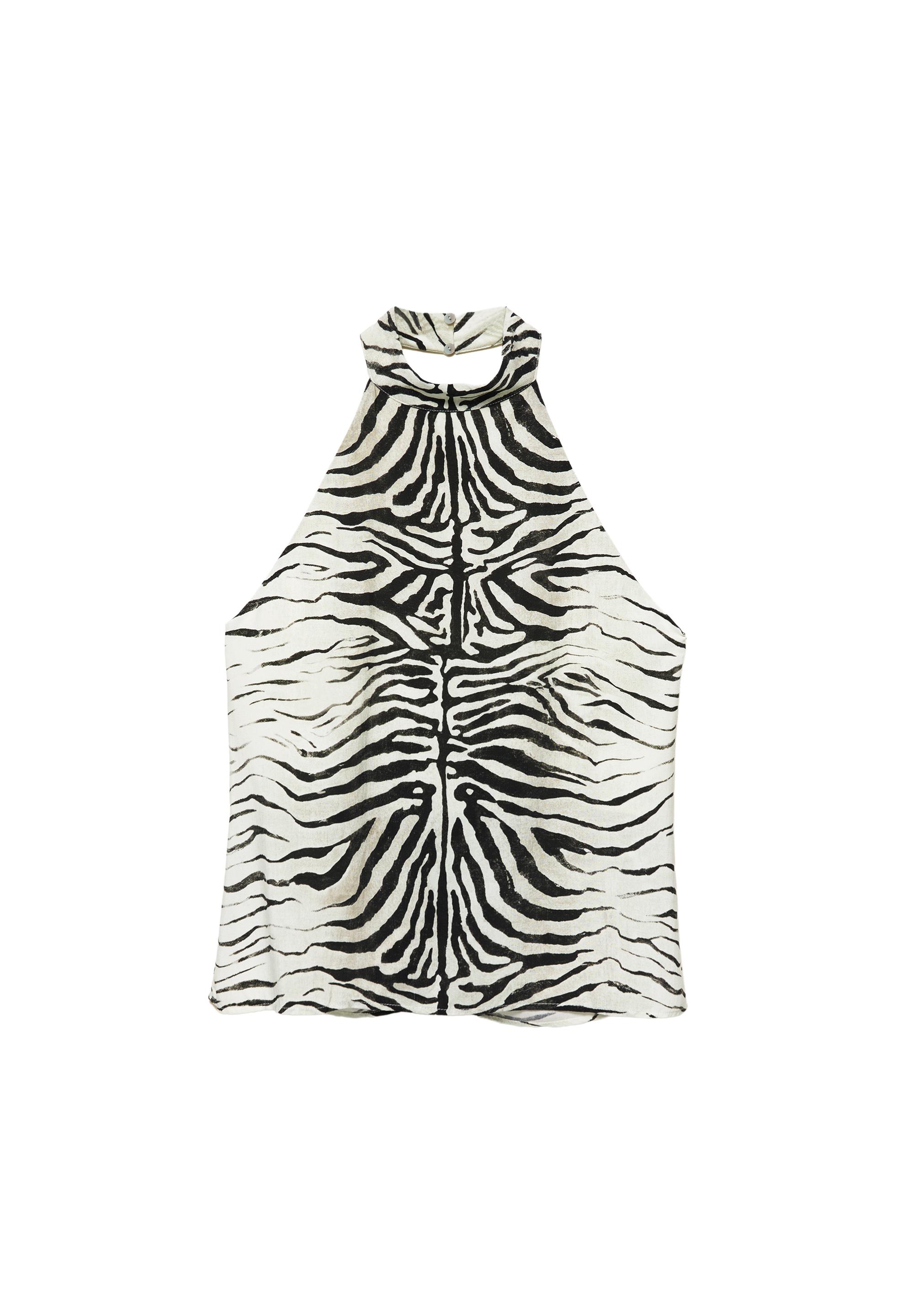 Zebra print halter top — Ice