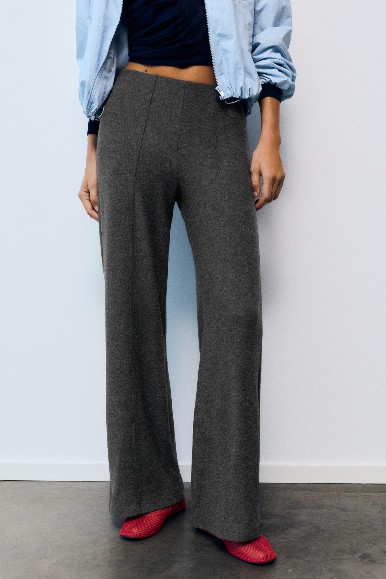 Soft touch wide-leg trousers — Dark grey