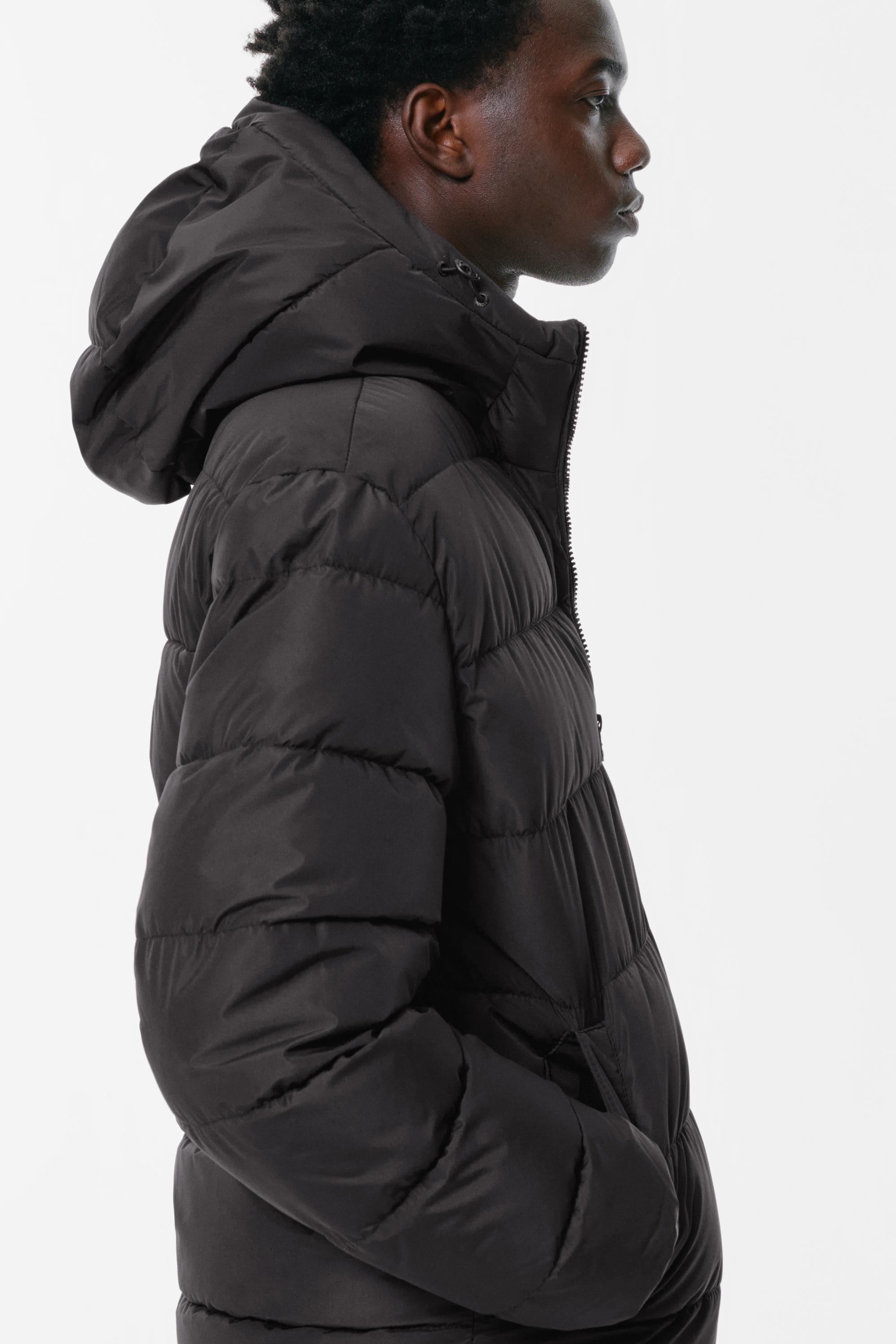 Lightweight puffer jacket with hood — Black
