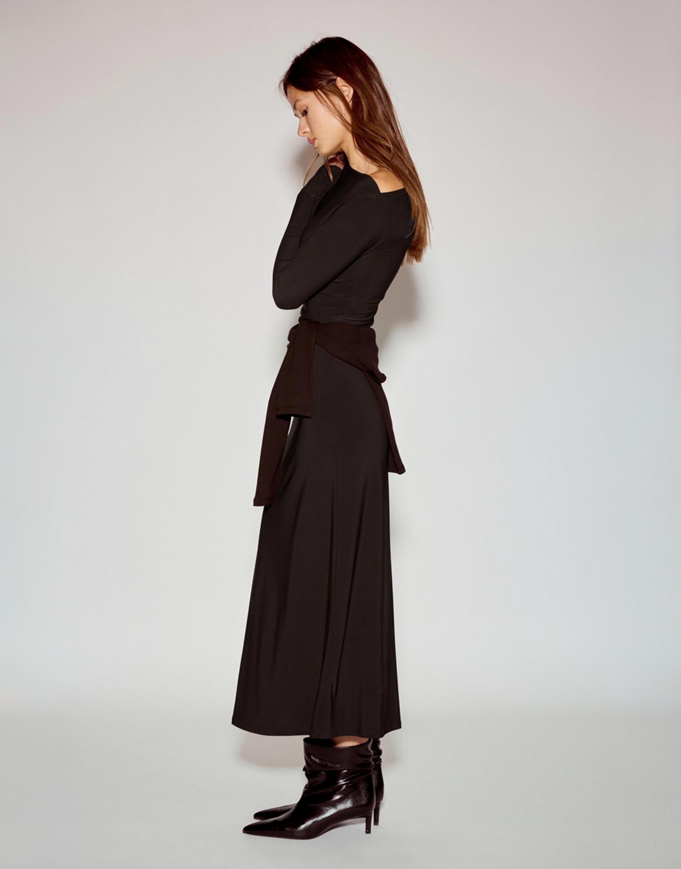 Soft draped midi dress — Brown