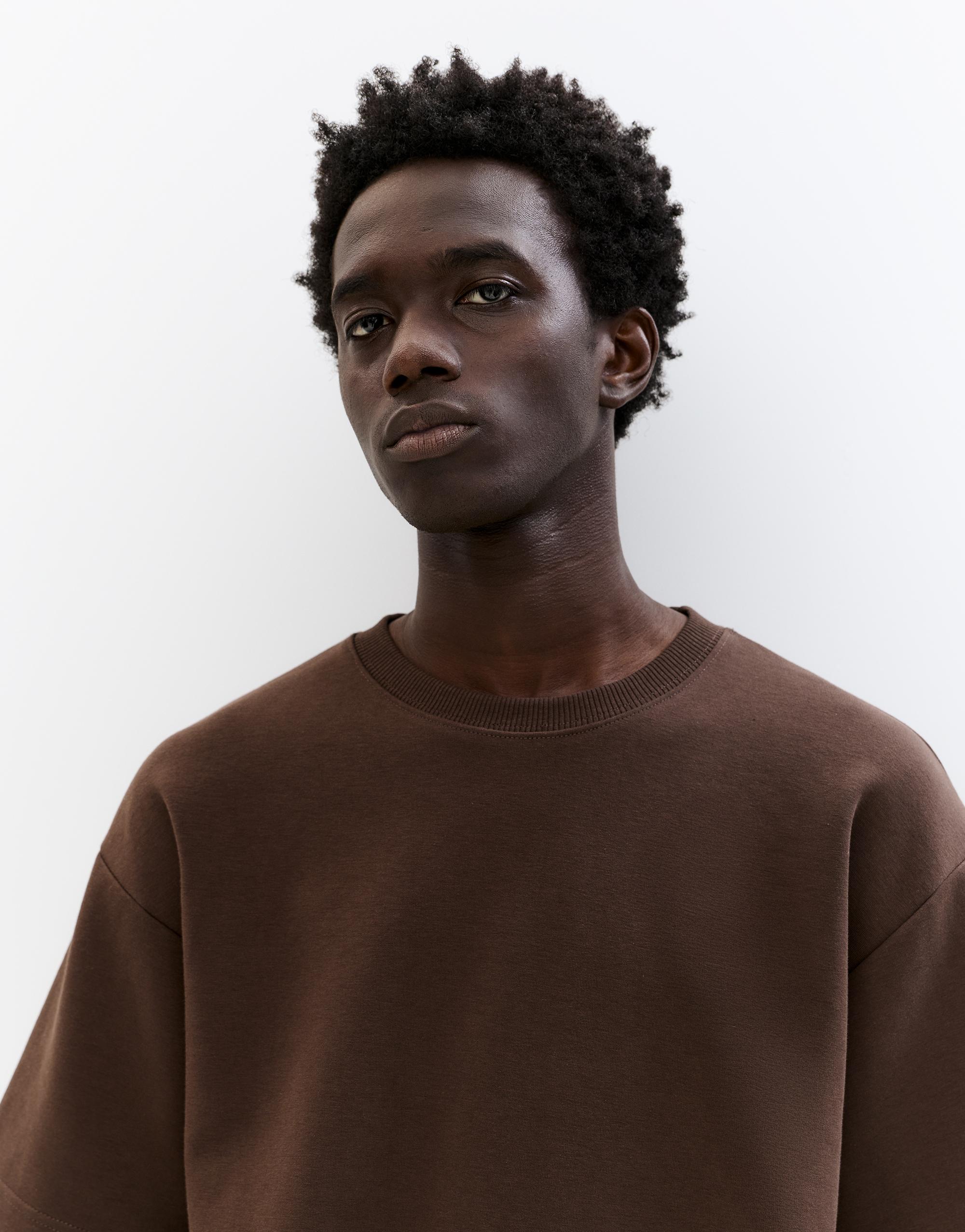 Basic short sleeve sweatshirt — Pale brown