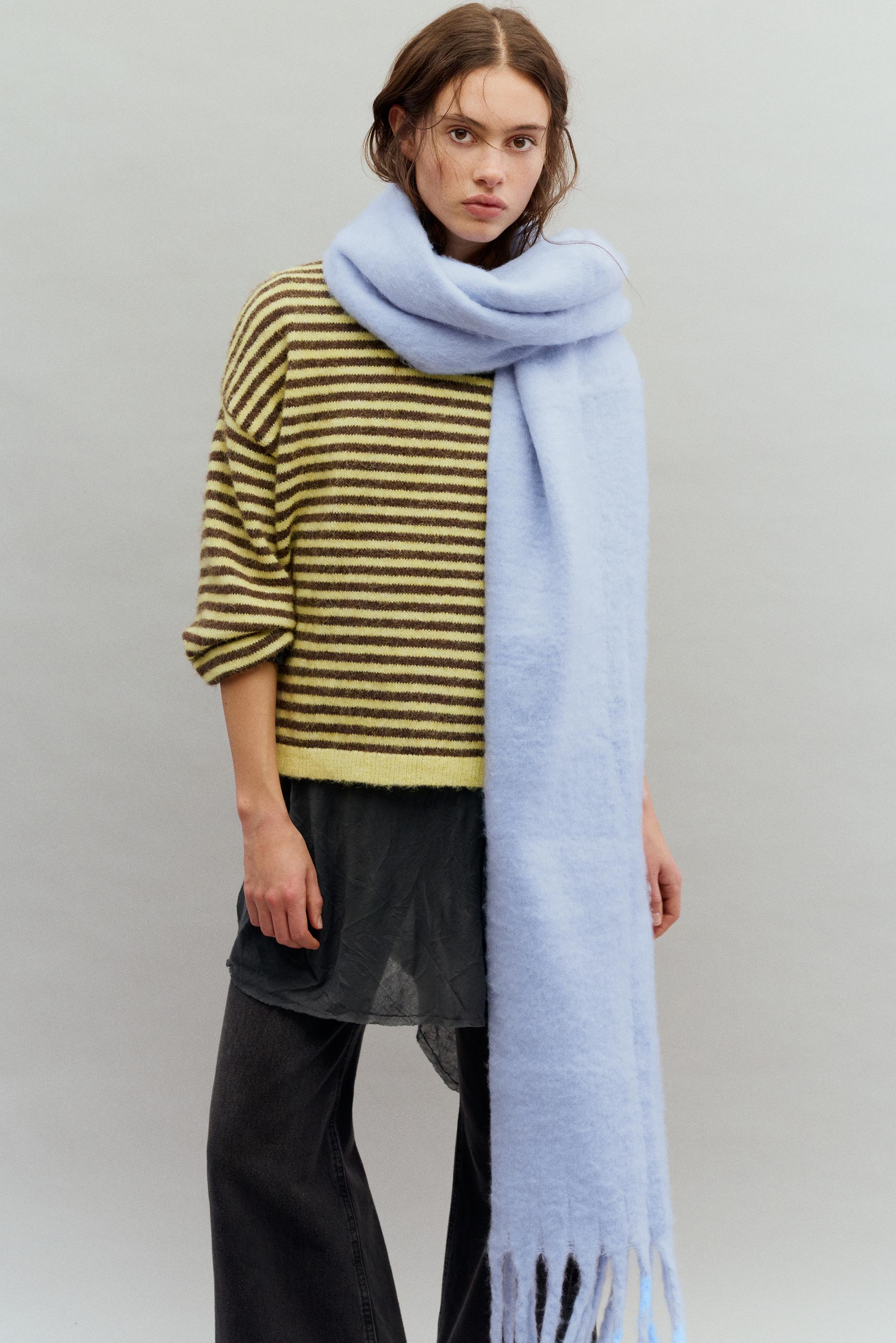 Maxi mohair-effect scarf — Pale blue