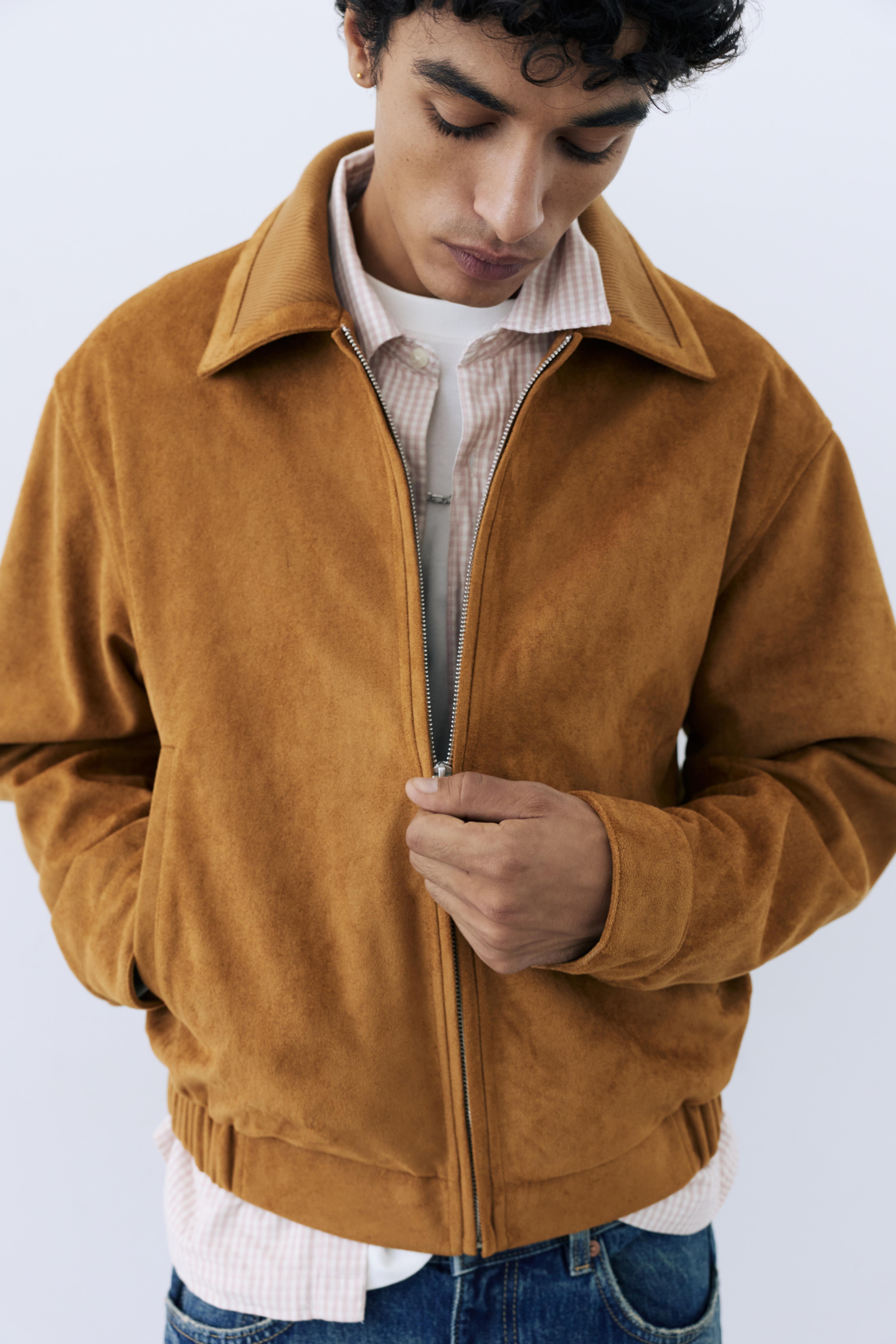 Faux suede jacket — Caramel